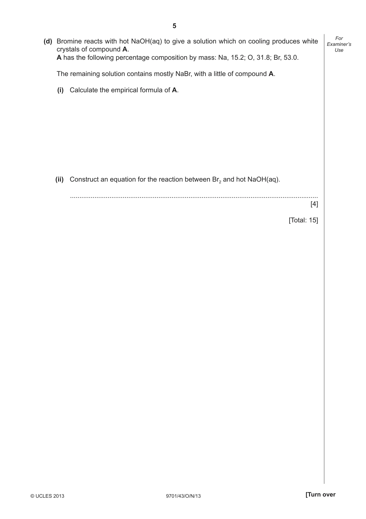 Cambridge A Level Chemistry 9701 2013 Oct/Nov Paper 4 · Variant 3 question paper, page 5 of 20