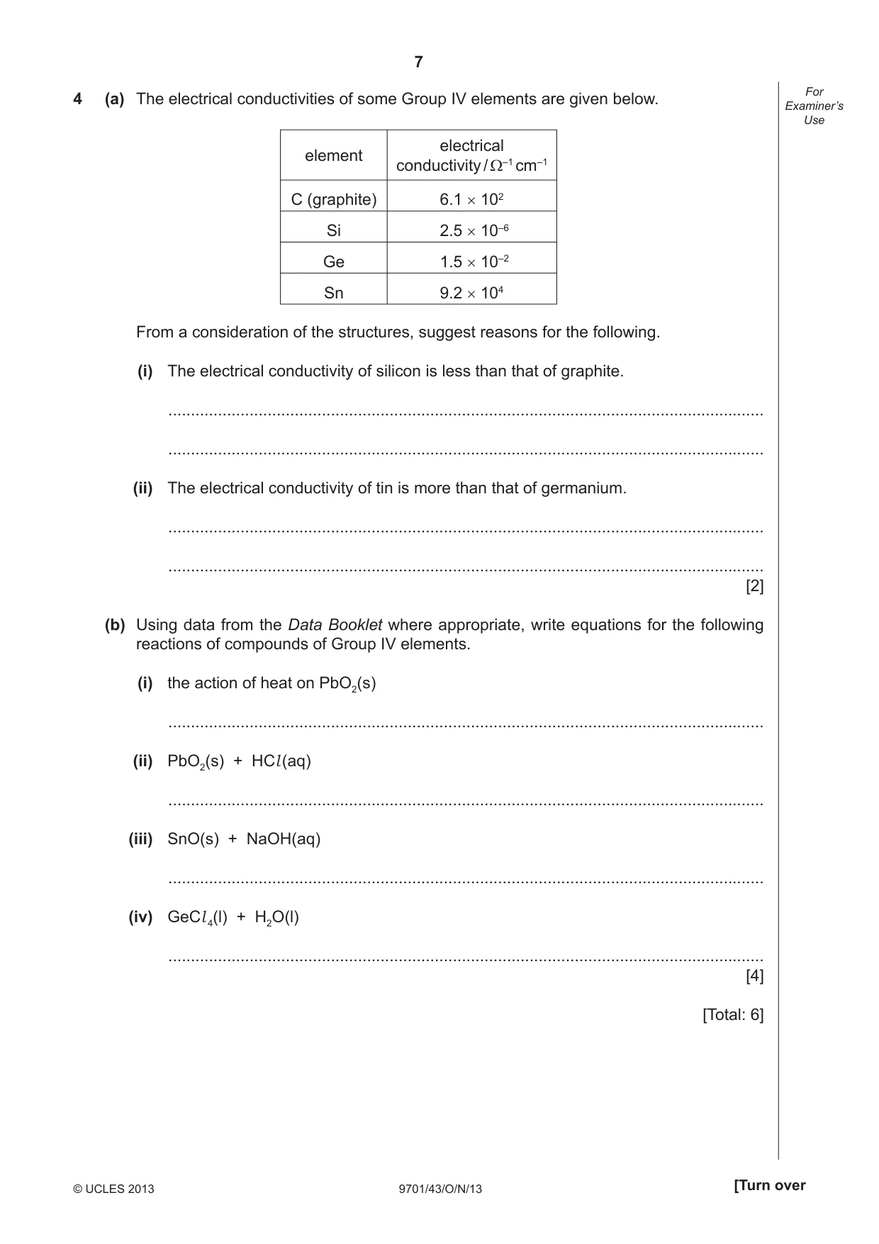 Cambridge A Level Chemistry 9701 2013 Oct/Nov Paper 4 · Variant 3 question paper, page 7 of 20