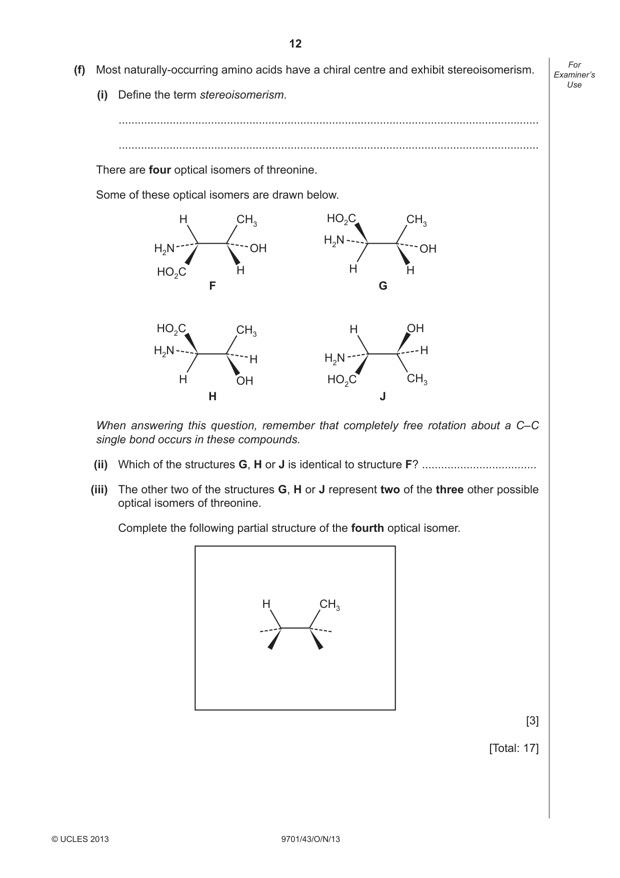 Cambridge A Level Chemistry 9701 2013 Oct/Nov Paper 4 · Variant 3 question paper, page 12 of 20