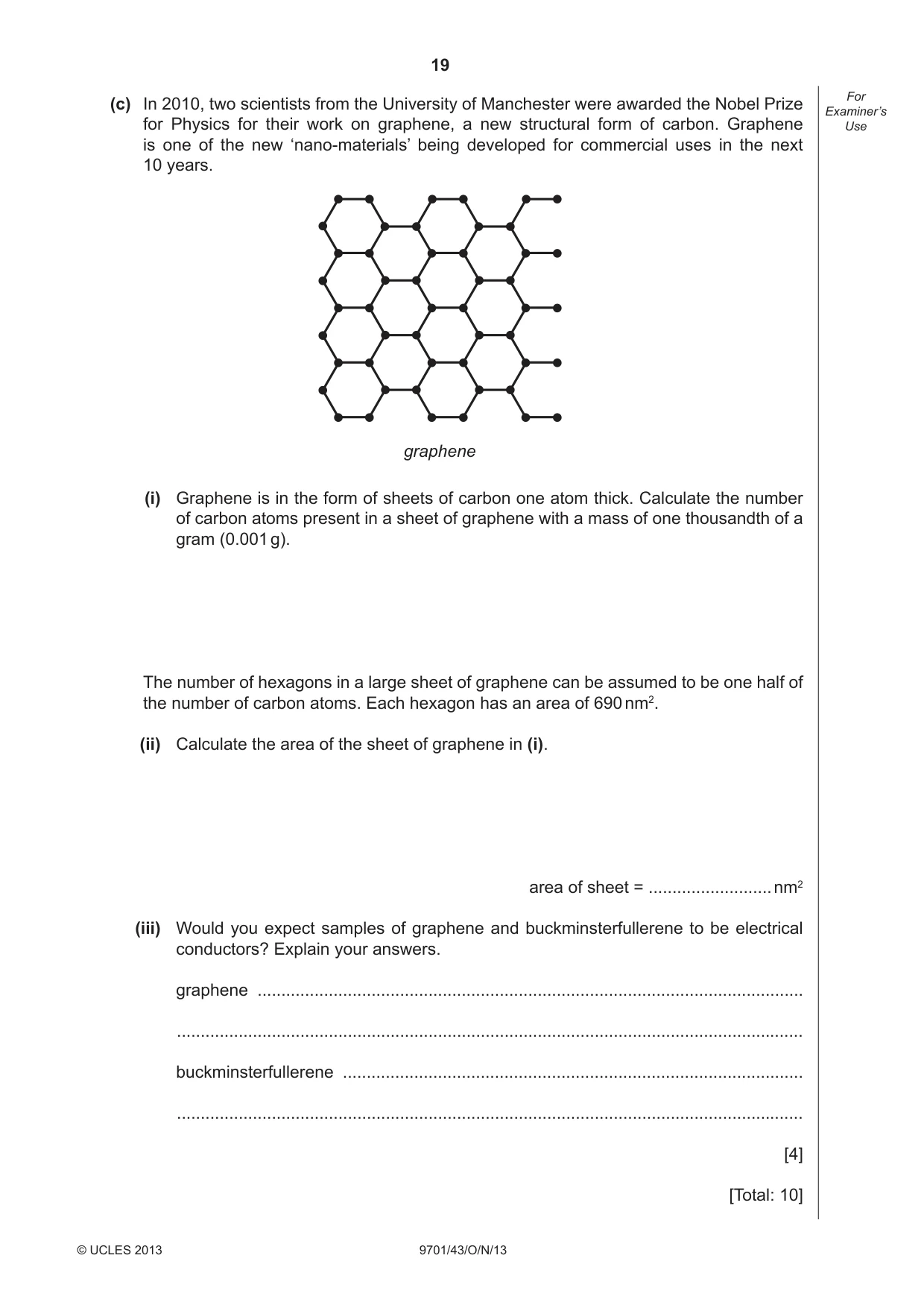 Cambridge A Level Chemistry 9701 2013 Oct/Nov Paper 4 · Variant 3 question paper, page 19 of 20