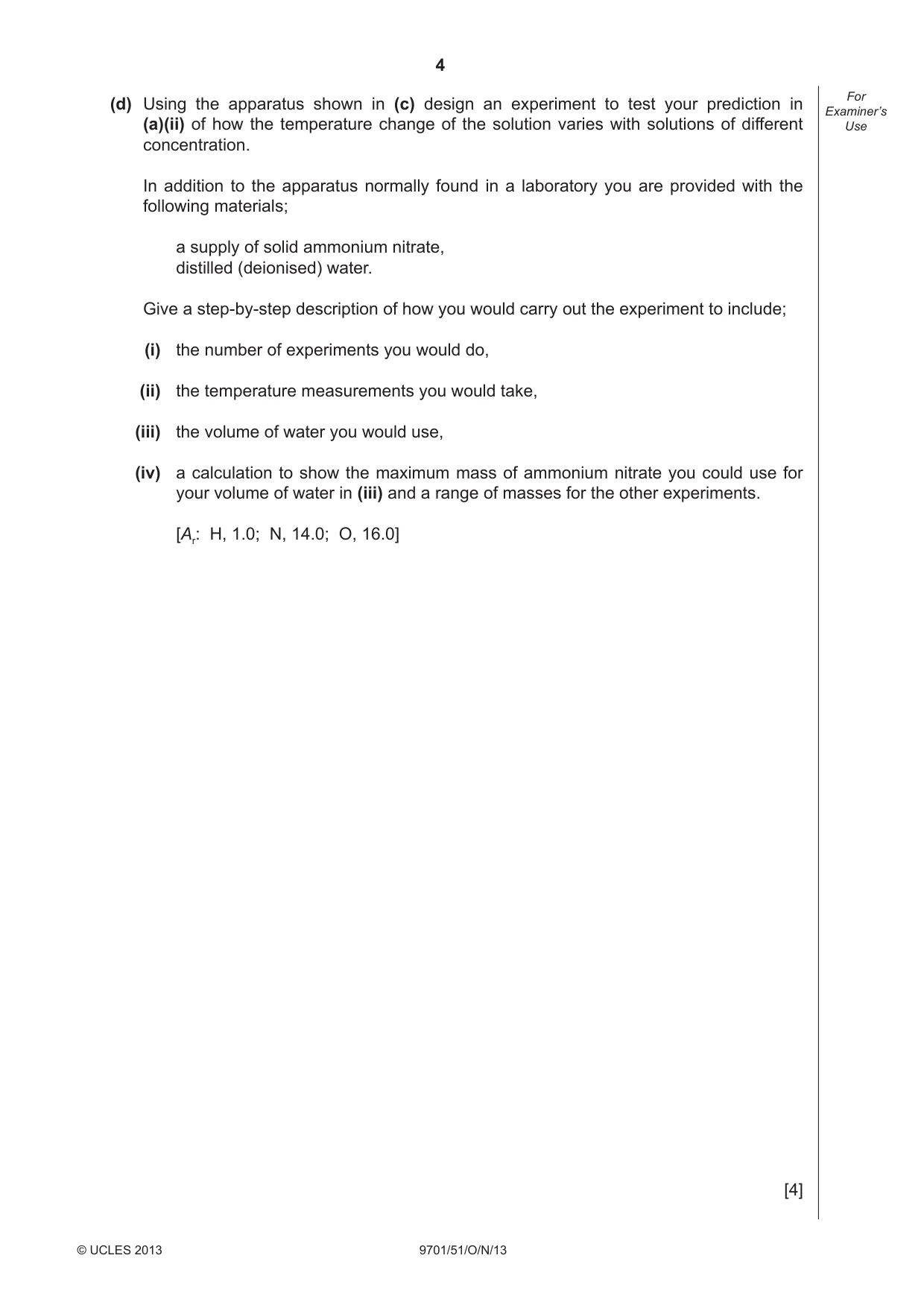 Cambridge A Level Chemistry 9701 2013 Oct/Nov Paper 5 · Variant 1 question paper, page 4 of 12