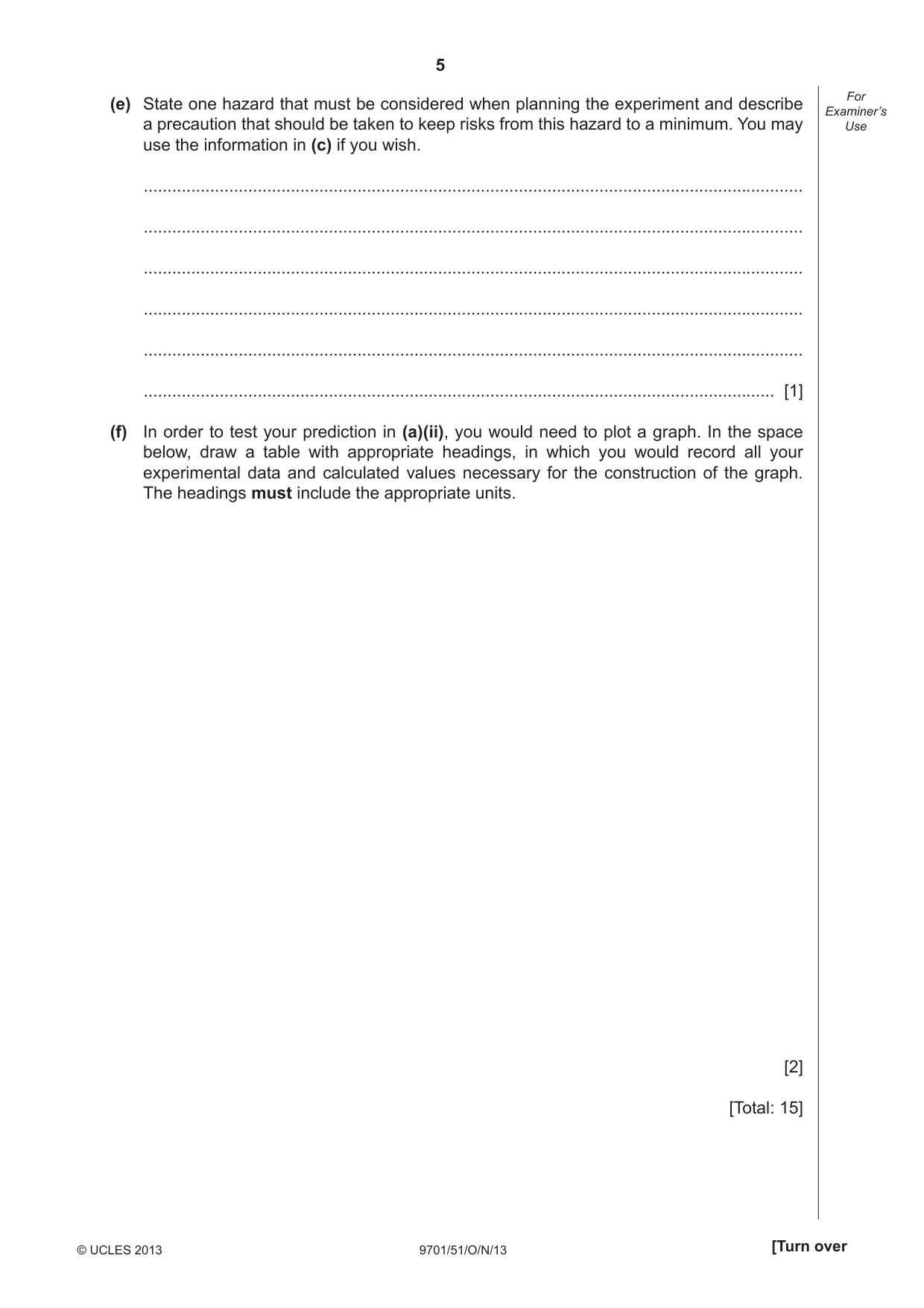 Cambridge A Level Chemistry 9701 2013 Oct/Nov Paper 5 · Variant 1 question paper, page 5 of 12