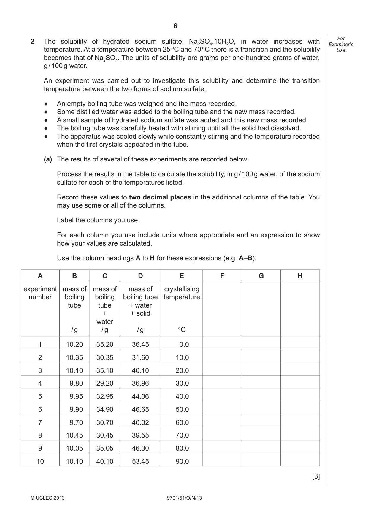Cambridge A Level Chemistry 9701 2013 Oct/Nov Paper 5 · Variant 1 question paper, page 6 of 12