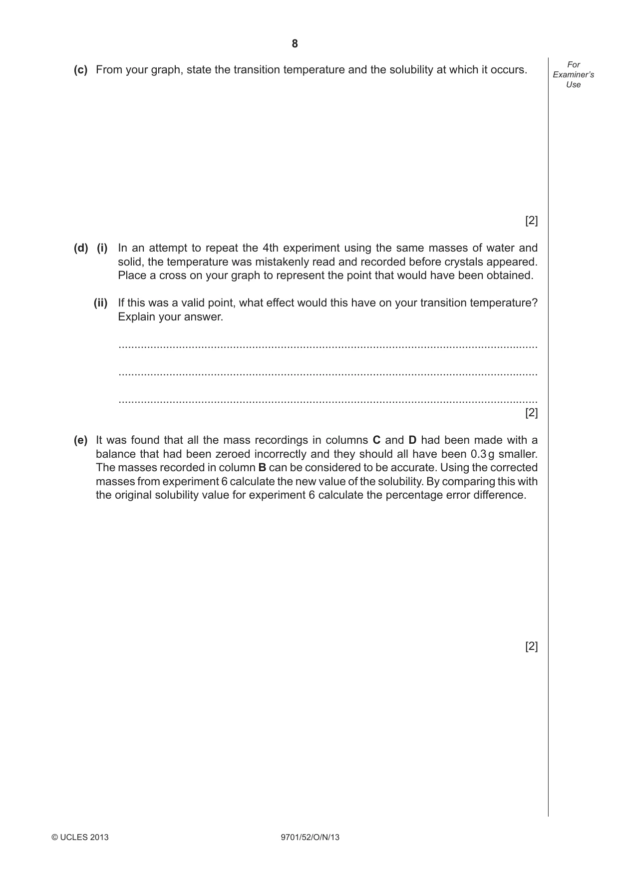 Cambridge A Level Chemistry 9701 2013 Oct/Nov Paper 5 · Variant 2 question paper, page 8 of 12