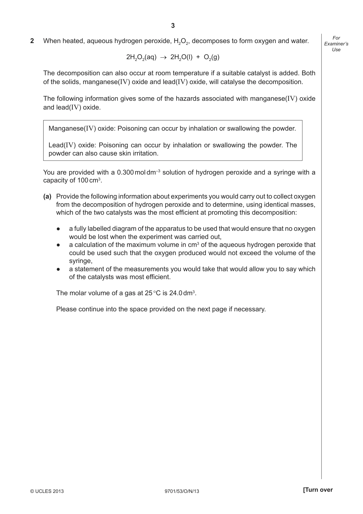 Cambridge A Level Chemistry 9701 2013 Oct/Nov Paper 5 · Variant 3 question paper, page 3 of 12