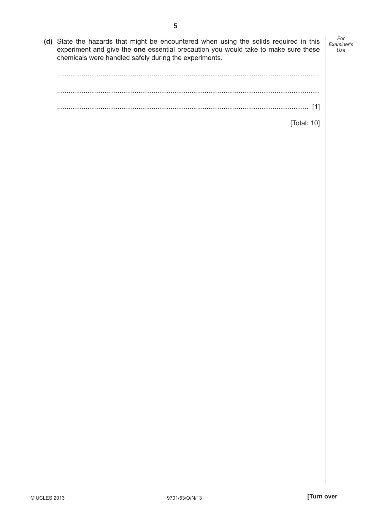 Cambridge A Level Chemistry 9701 2013 Oct/Nov Paper 5 · Variant 3 question paper, page 5 of 12