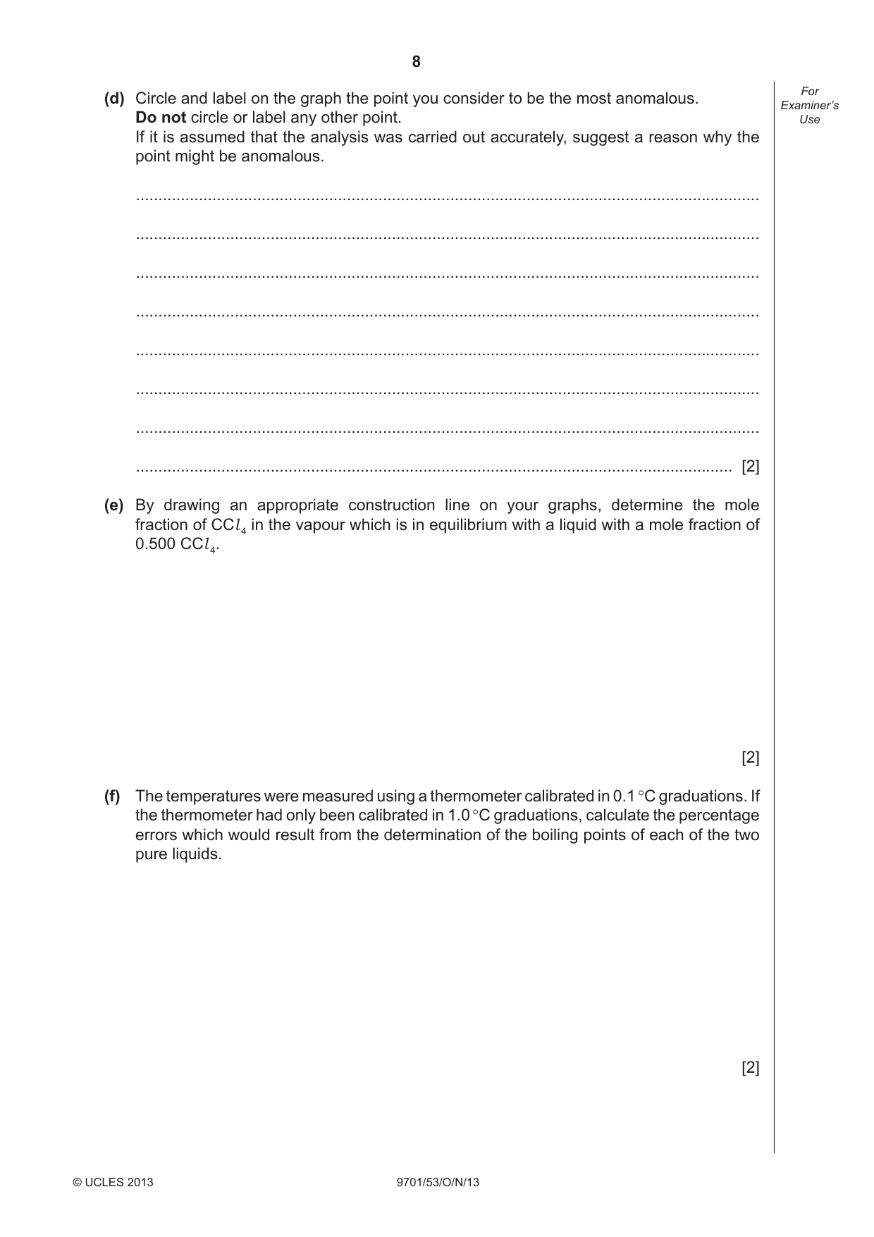 Cambridge A Level Chemistry 9701 2013 Oct/Nov Paper 5 · Variant 3 question paper, page 8 of 12