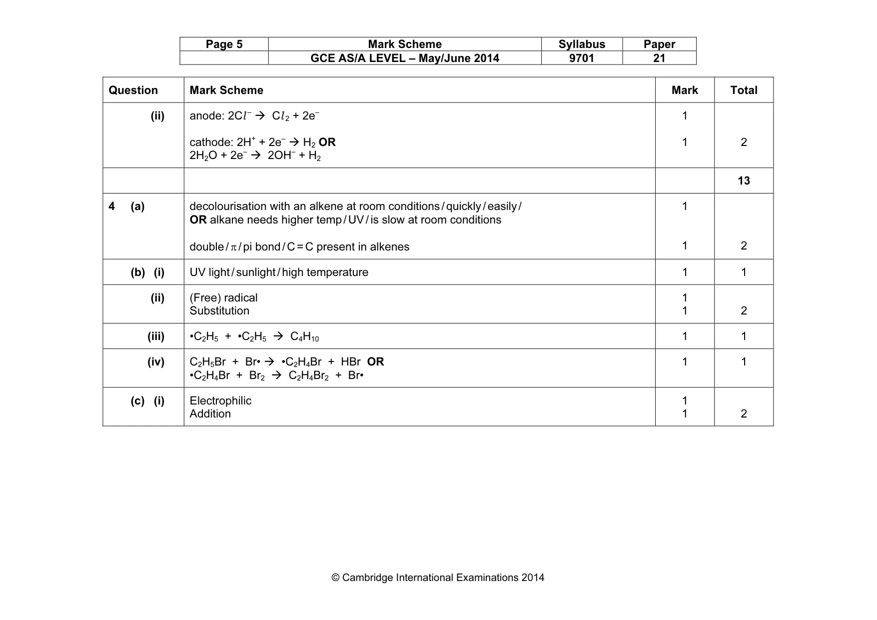 Mark scheme, page 5 of 6