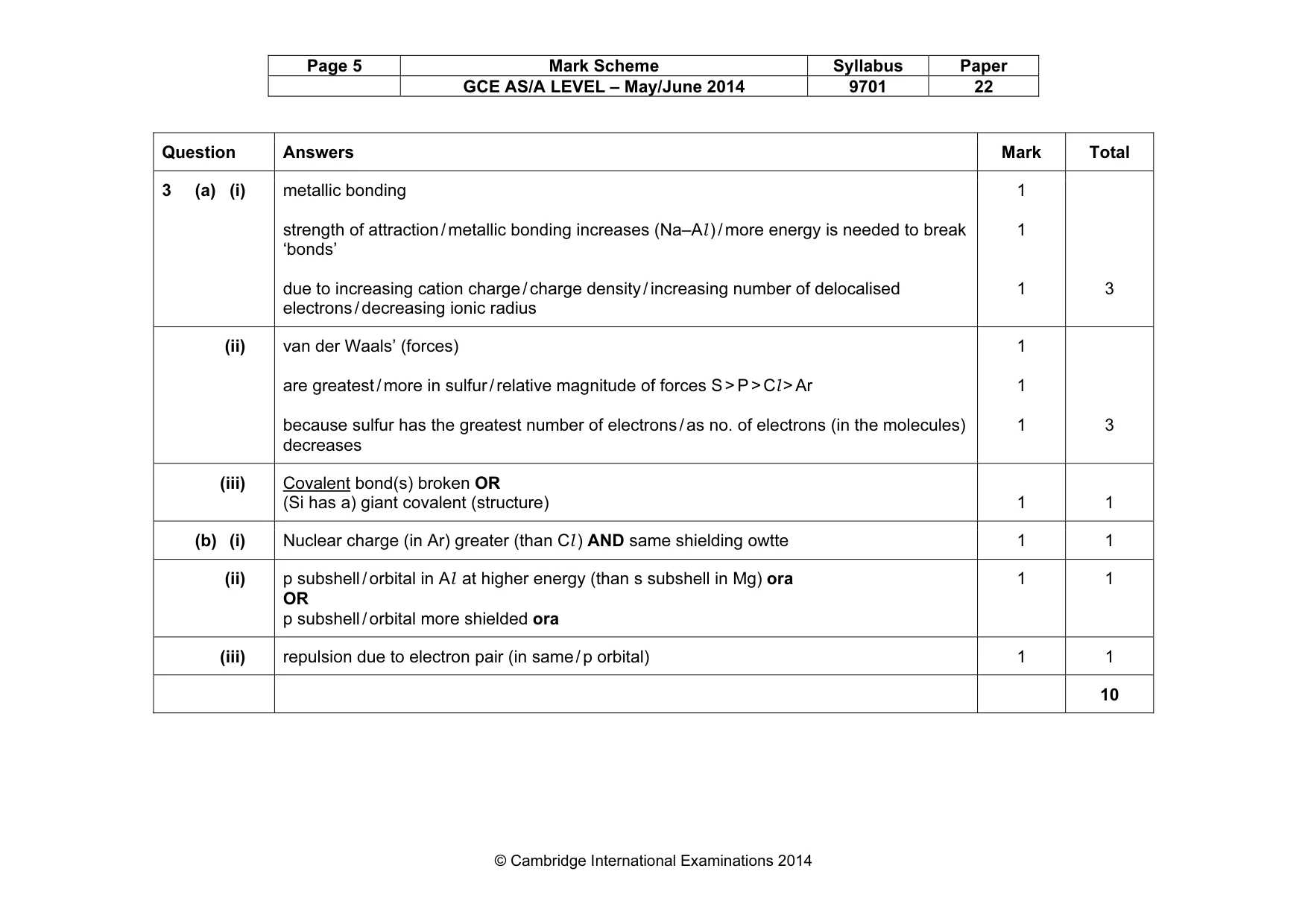 Mark scheme, page 5 of 7