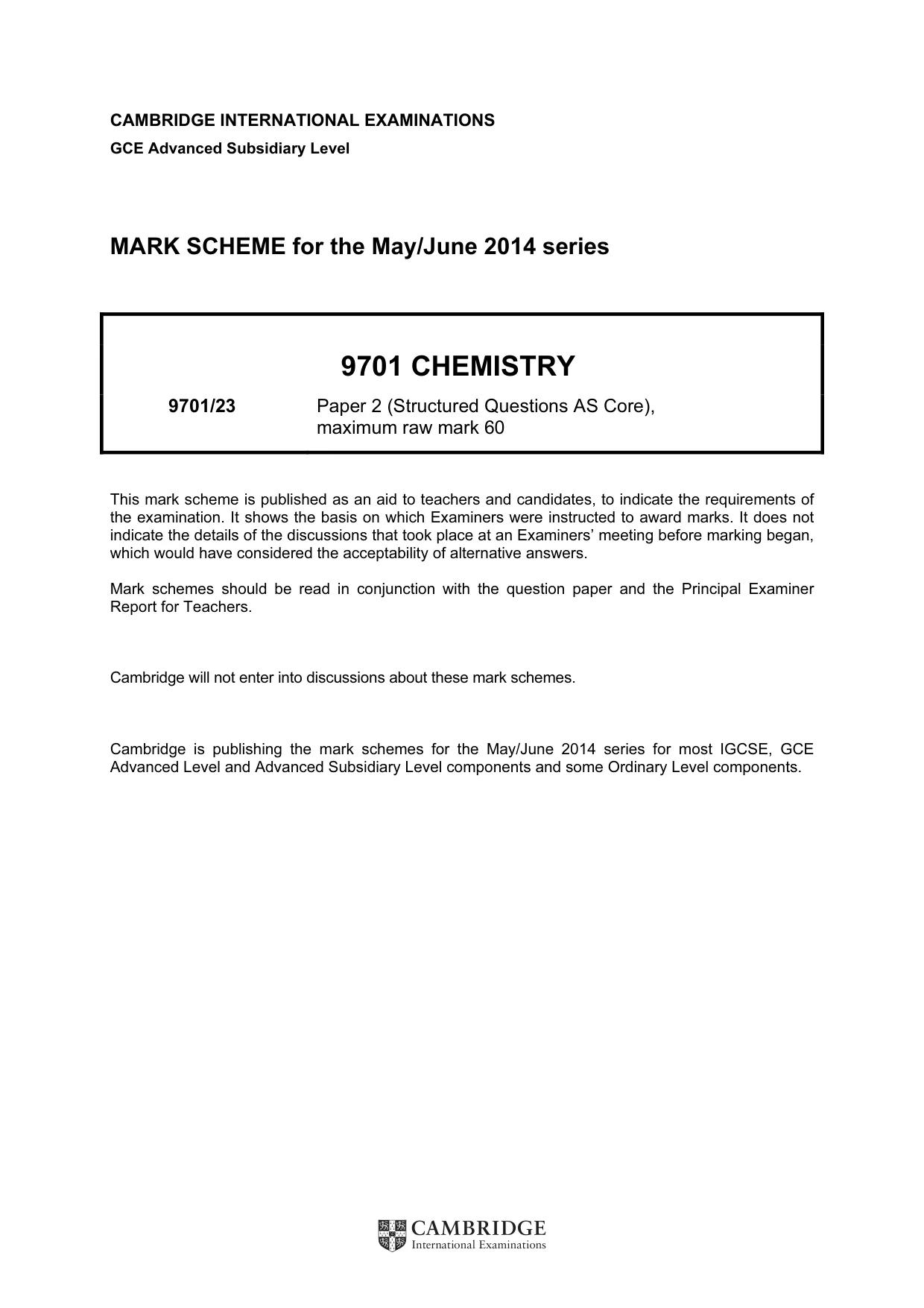 Mark scheme, page 1 of 6