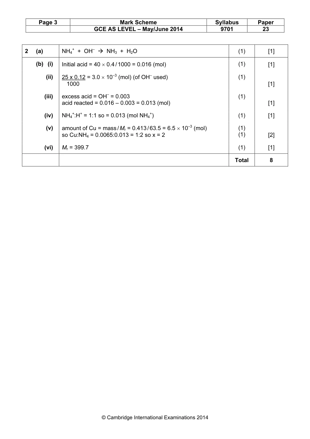Mark scheme, page 3 of 6