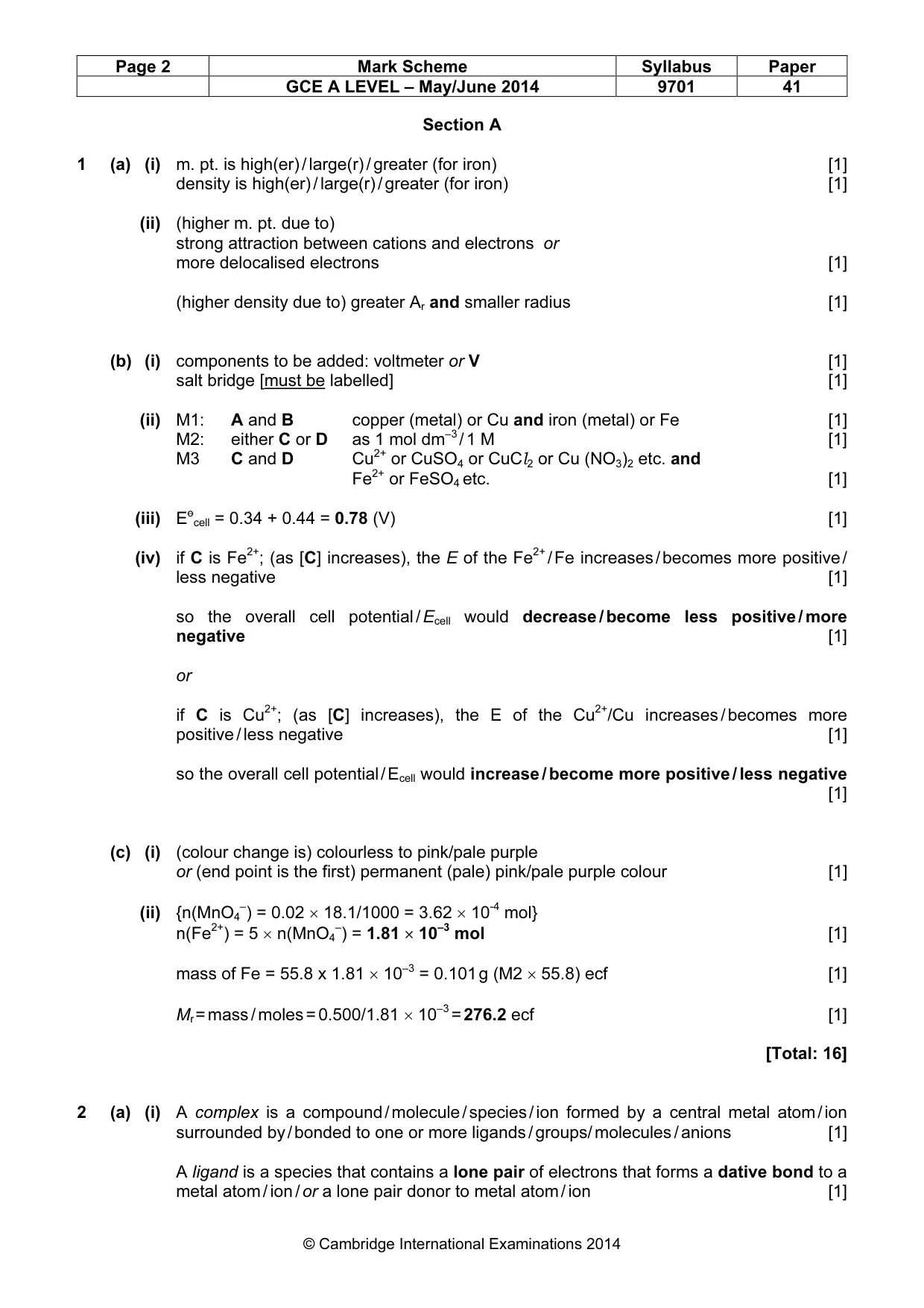 Mark scheme, page 2 of 8