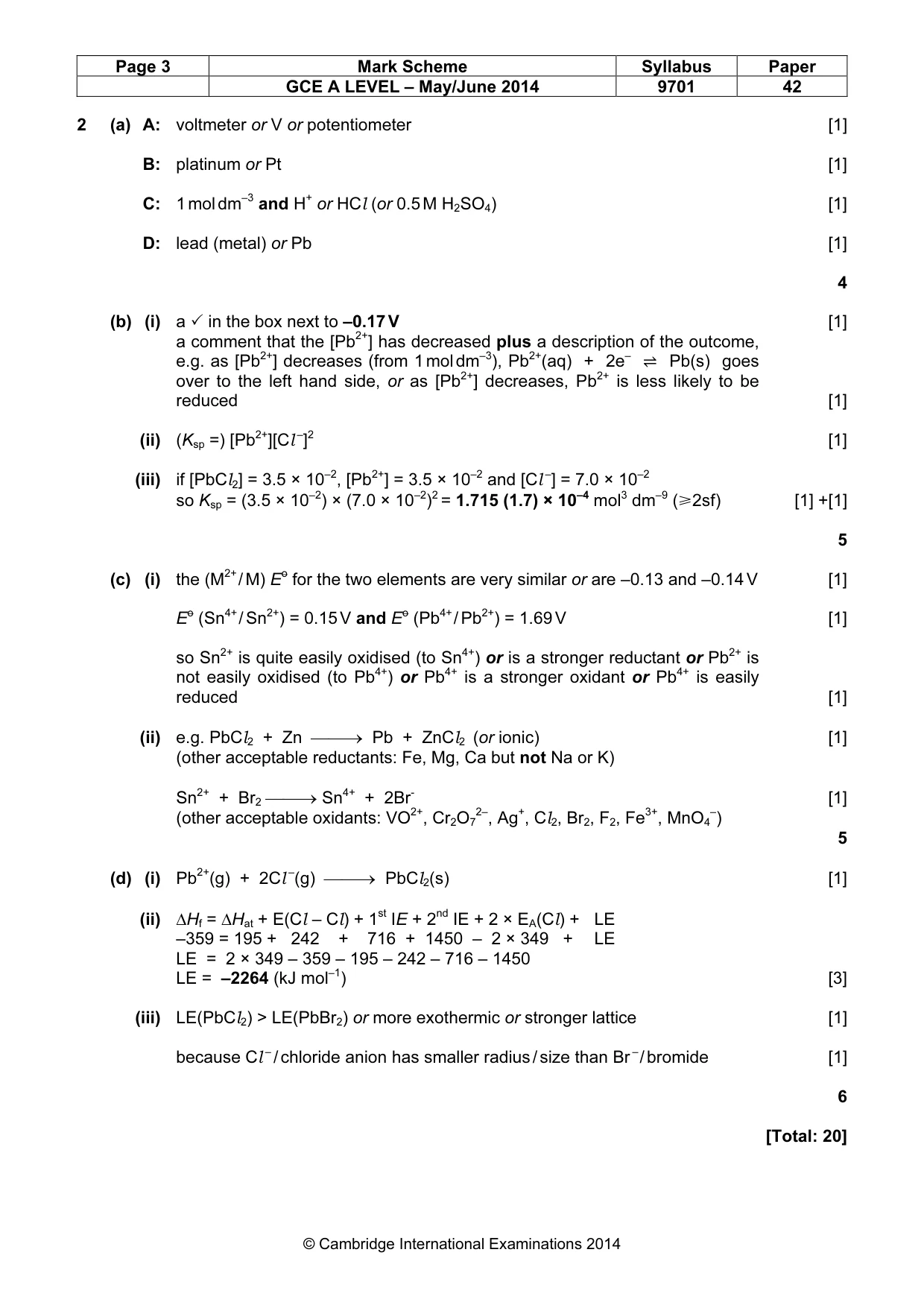 Mark scheme, page 3 of 9