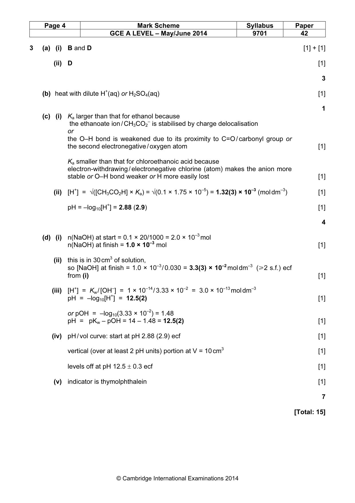 Mark scheme, page 4 of 9