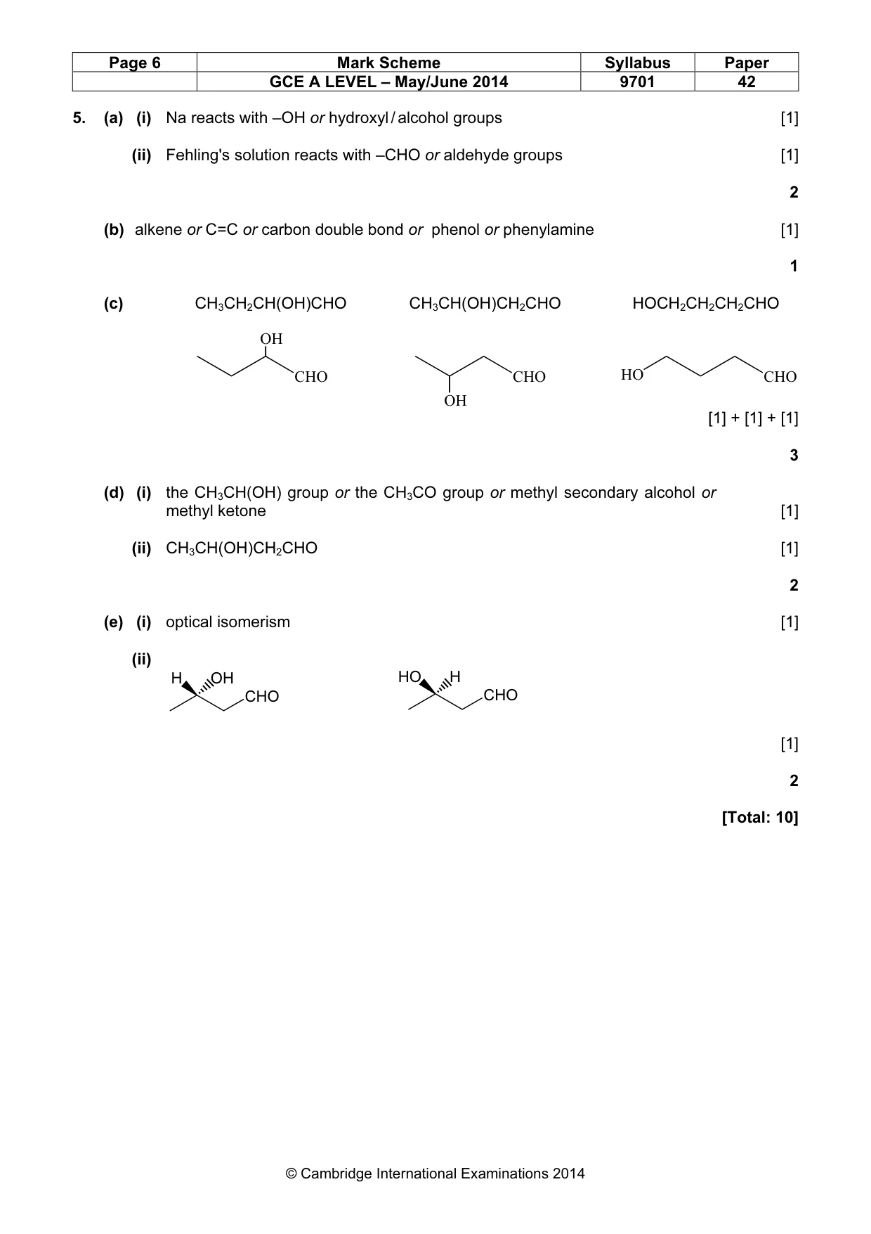 Mark scheme, page 6 of 9