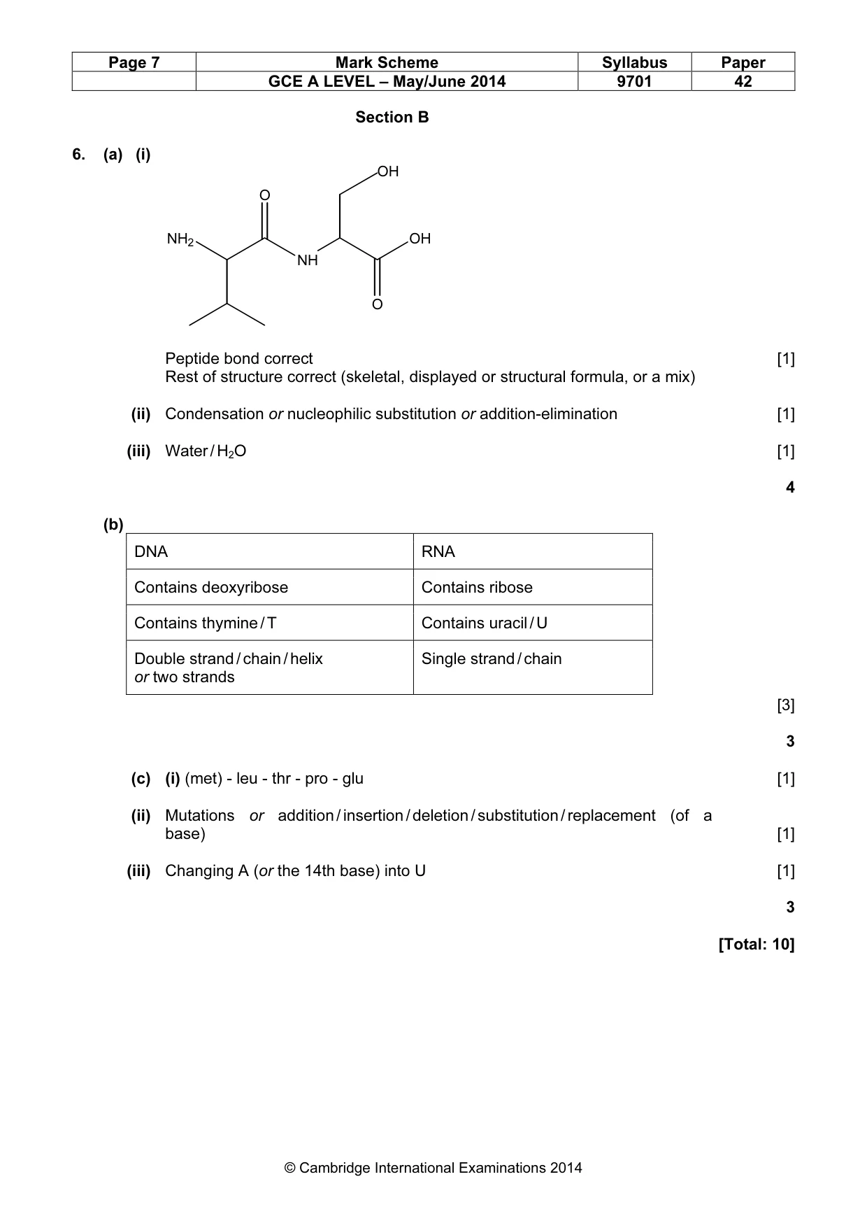 Mark scheme, page 7 of 9