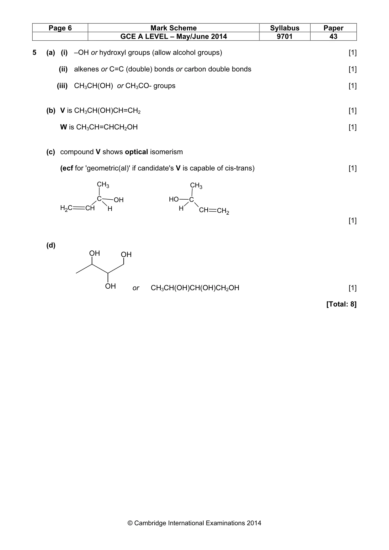 Mark scheme, page 6 of 8