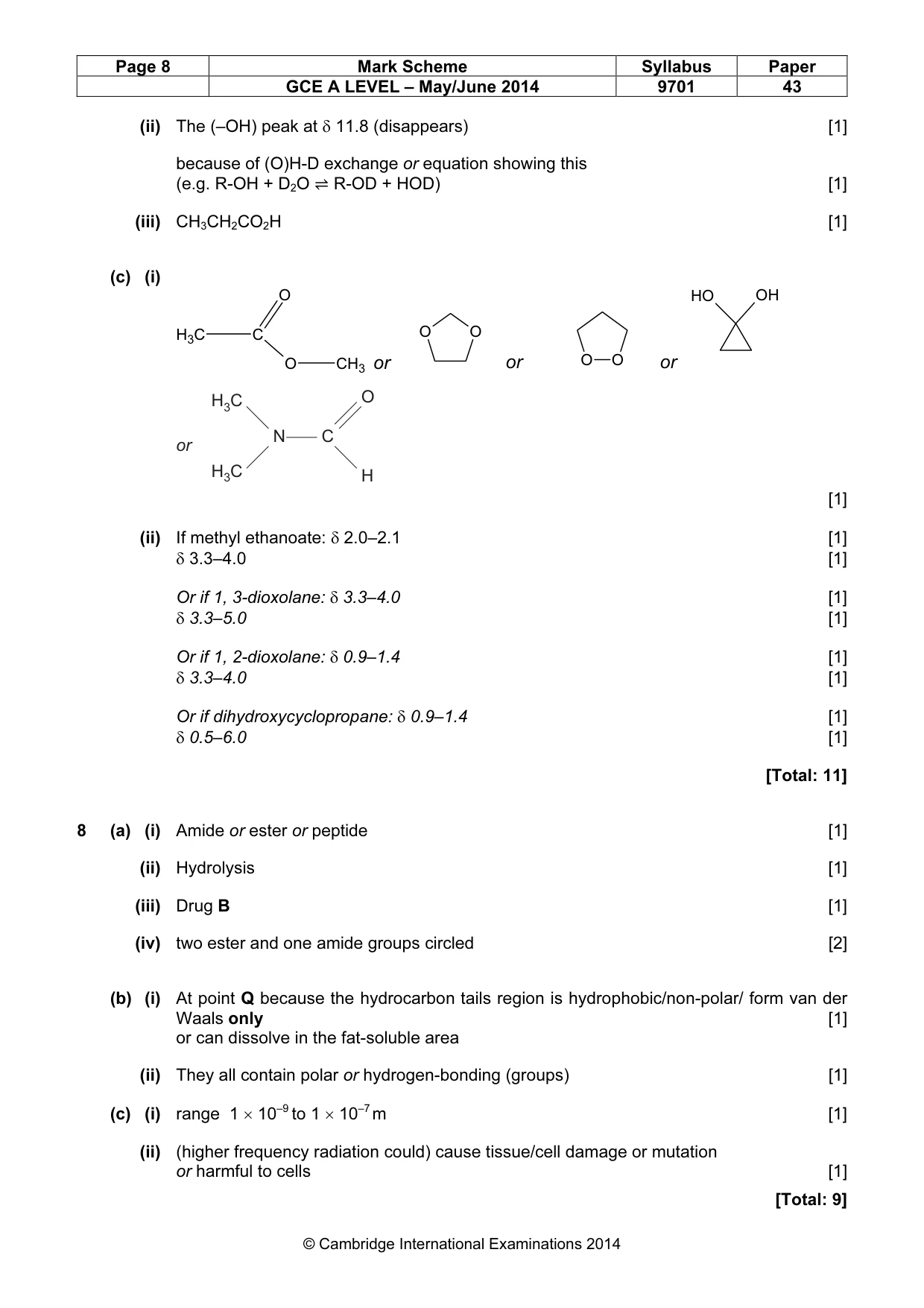 Mark scheme, page 8 of 8