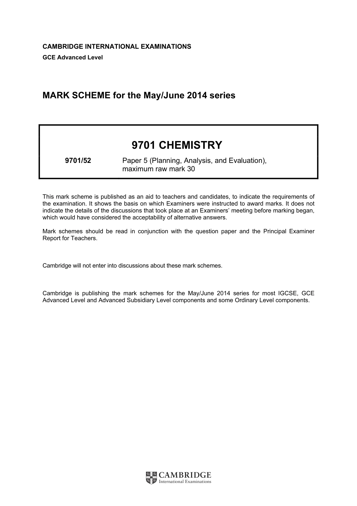 Mark scheme, page 1 of 3