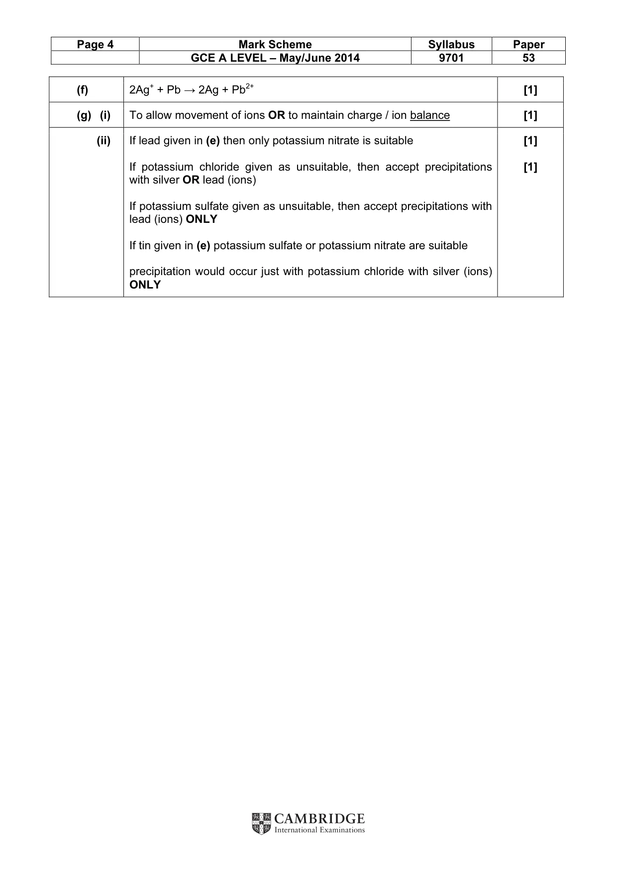 Mark scheme, page 4 of 4