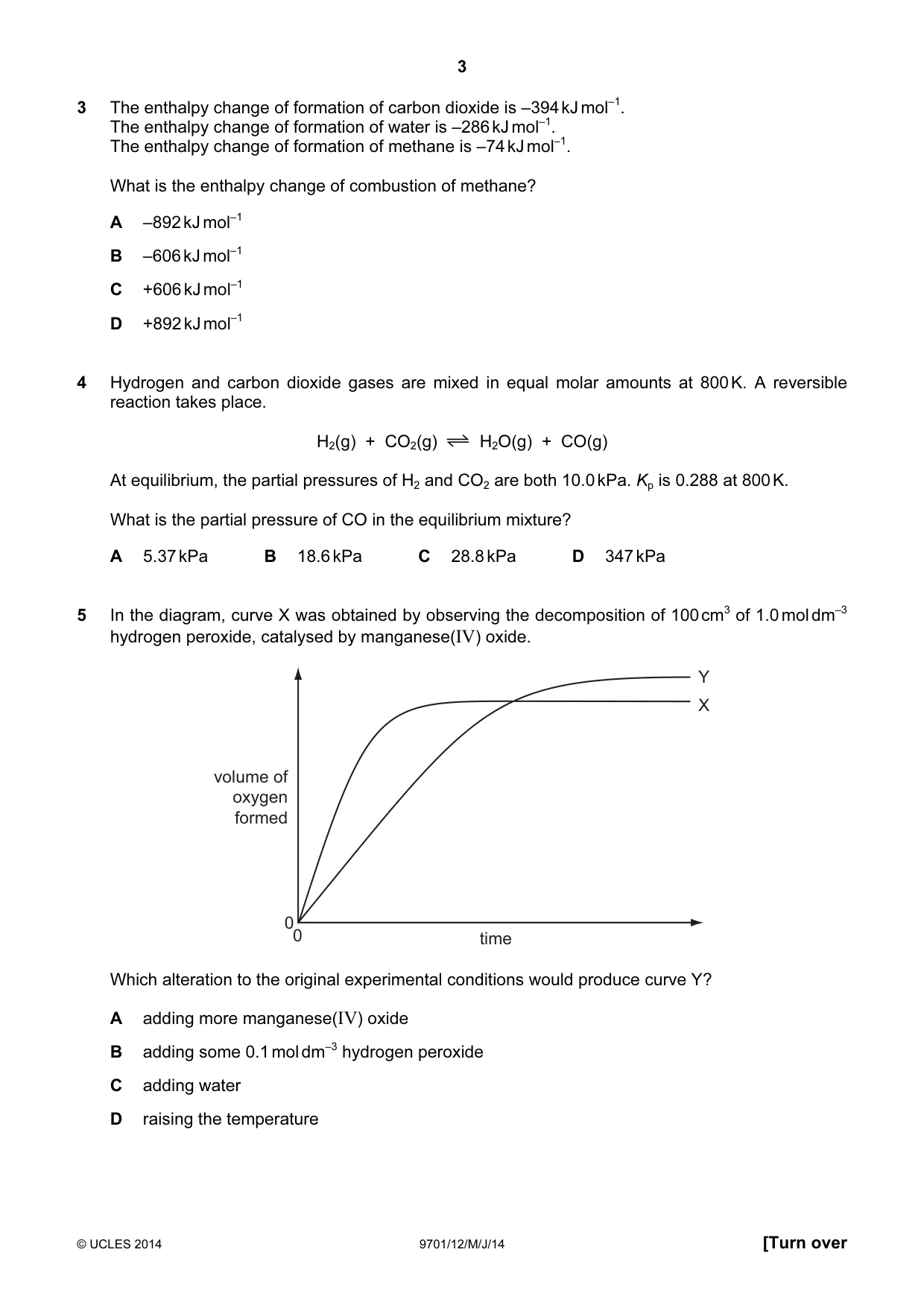 Cambridge A Level Chemistry 9701 2014 May/June Paper 1 · Variant 2 question paper, page 3 of 16