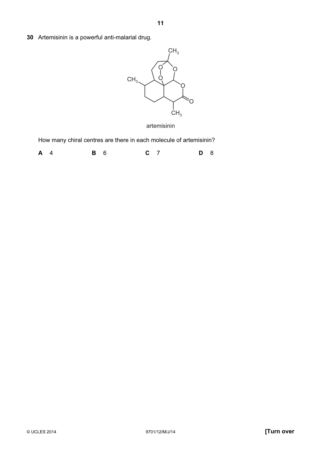 Cambridge A Level Chemistry 9701 2014 May/June Paper 1 · Variant 2 question paper, page 11 of 16