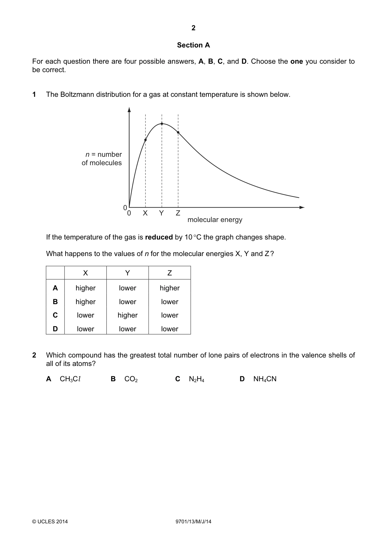 Cambridge A Level Chemistry 9701 2014 May/June Paper 1 · Variant 3 question paper, page 2 of 16