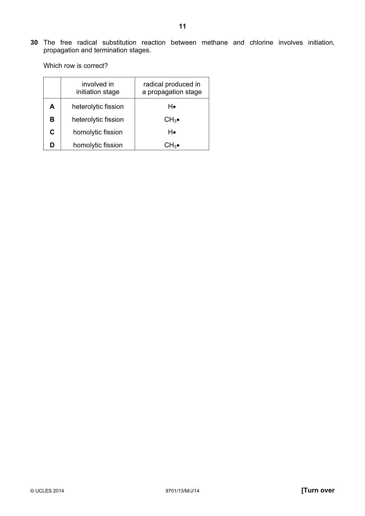 Cambridge A Level Chemistry 9701 2014 May/June Paper 1 · Variant 3 question paper, page 11 of 16