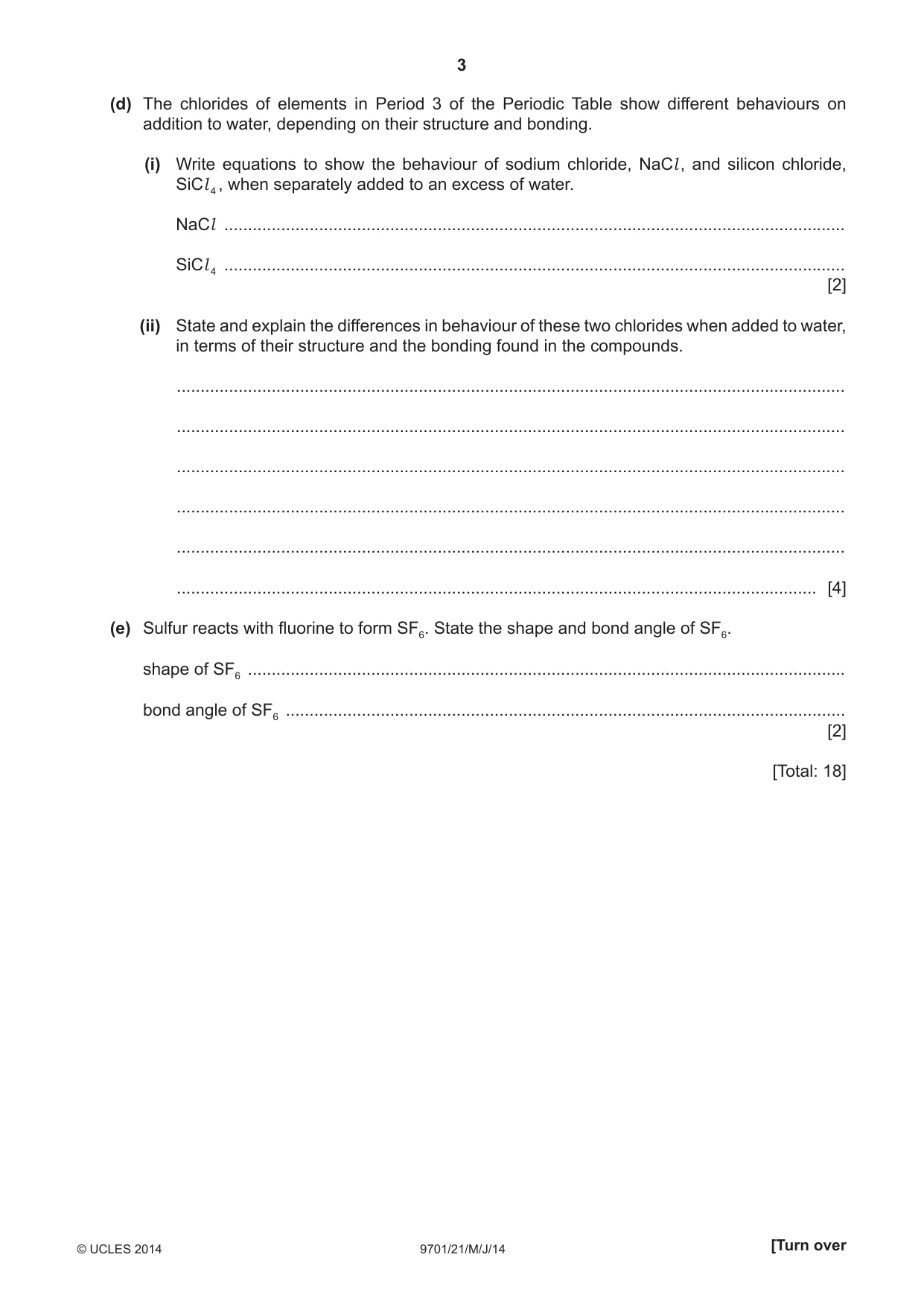 Cambridge A Level Chemistry 9701 2014 May/June Paper 2 · Variant 1 question paper, page 3 of 8