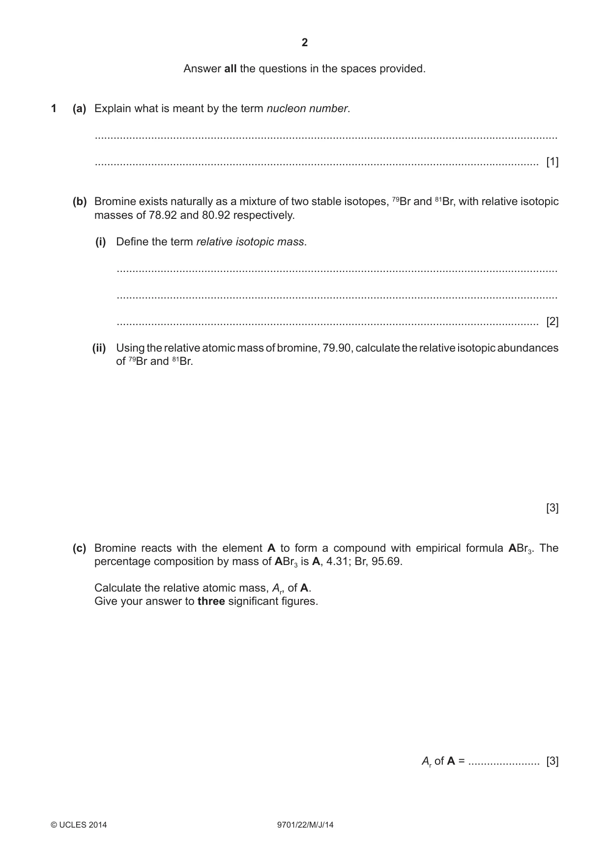Cambridge A Level Chemistry 9701 2014 May/June Paper 2 · Variant 2 question paper, page 2 of 12