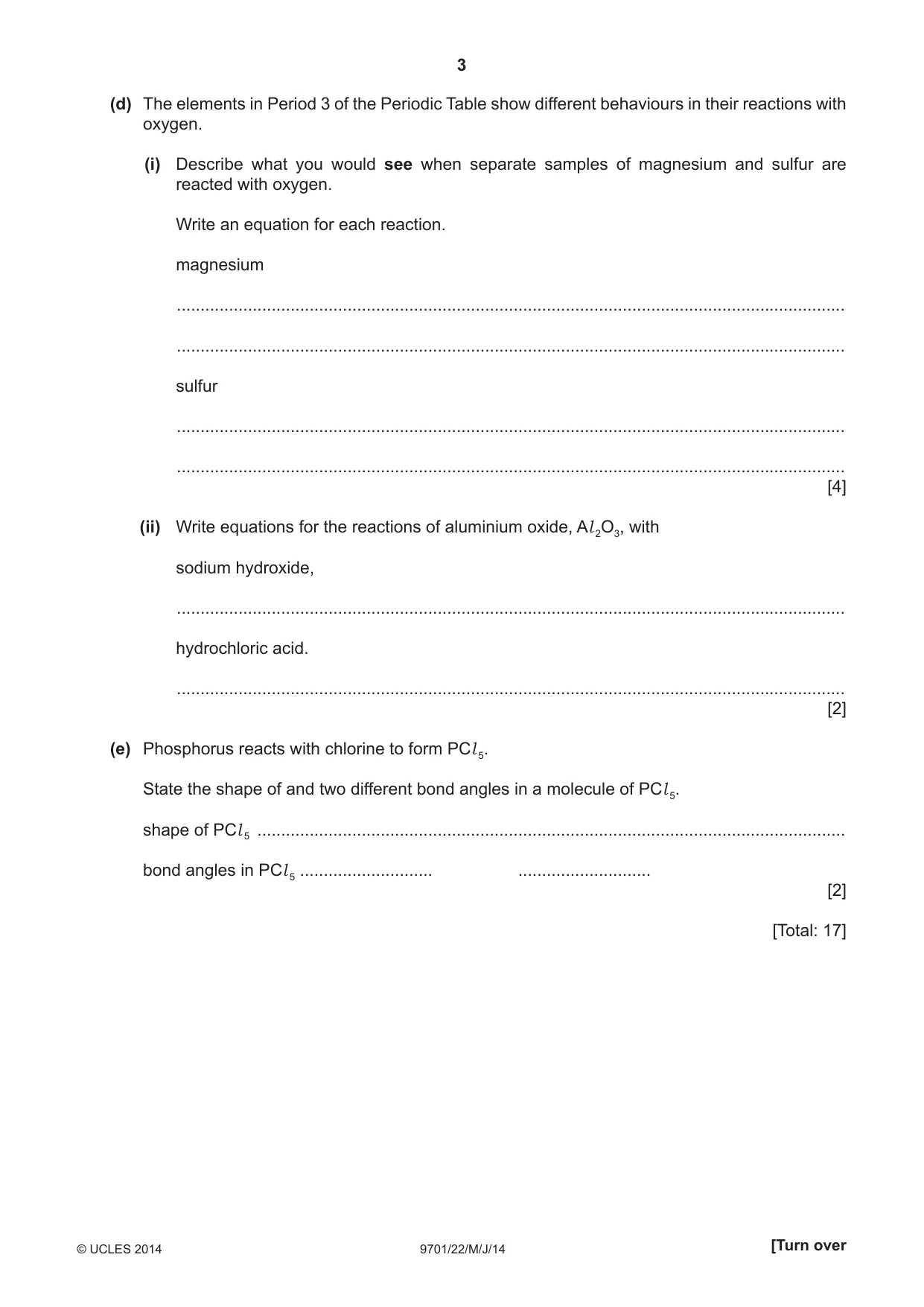 Cambridge A Level Chemistry 9701 2014 May/June Paper 2 · Variant 2 question paper, page 3 of 12