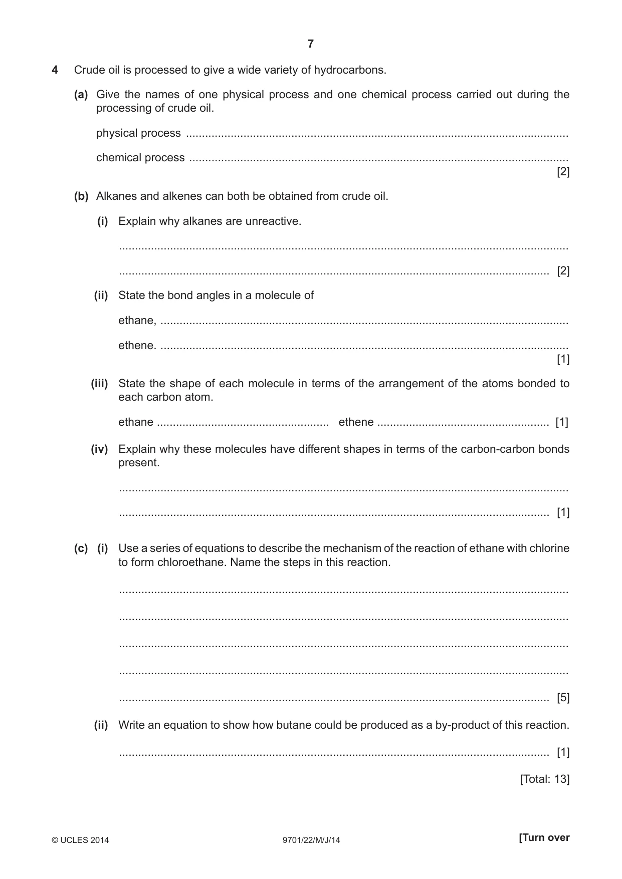 Cambridge A Level Chemistry 9701 2014 May/June Paper 2 · Variant 2 question paper, page 7 of 12
