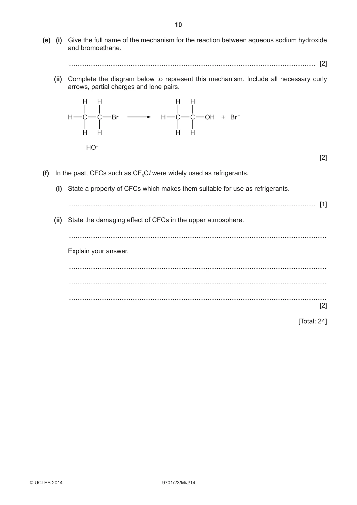Cambridge A Level Chemistry 9701 2014 May/June Paper 2 · Variant 3 question paper, page 10 of 12