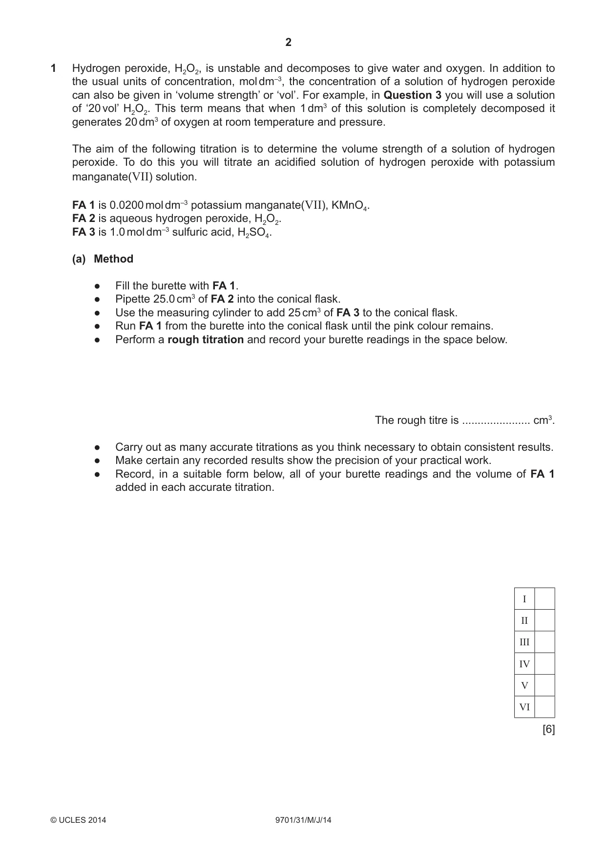 Cambridge A Level Chemistry 9701 2014 May/June Paper 3 · Variant 1 question paper, page 2 of 12