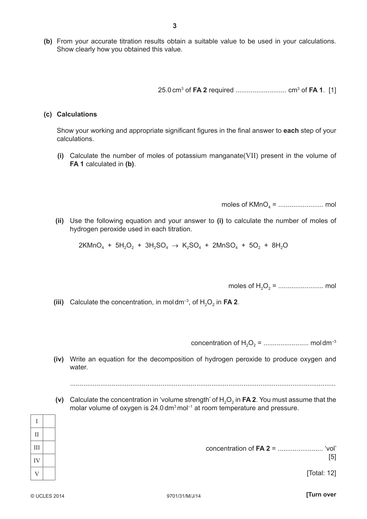 Cambridge A Level Chemistry 9701 2014 May/June Paper 3 · Variant 1 question paper, page 3 of 12