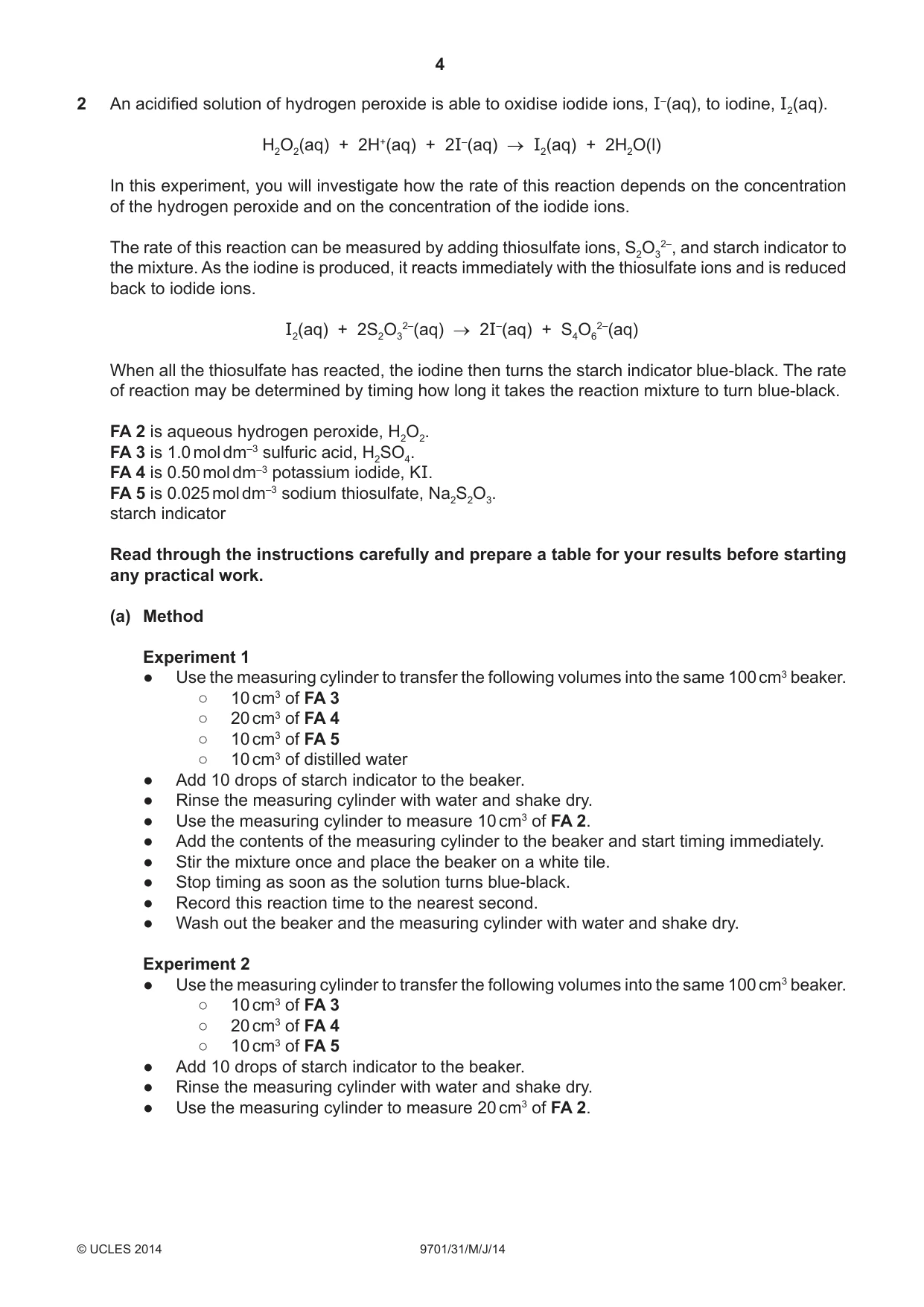 Cambridge A Level Chemistry 9701 2014 May/June Paper 3 · Variant 1 question paper, page 4 of 12