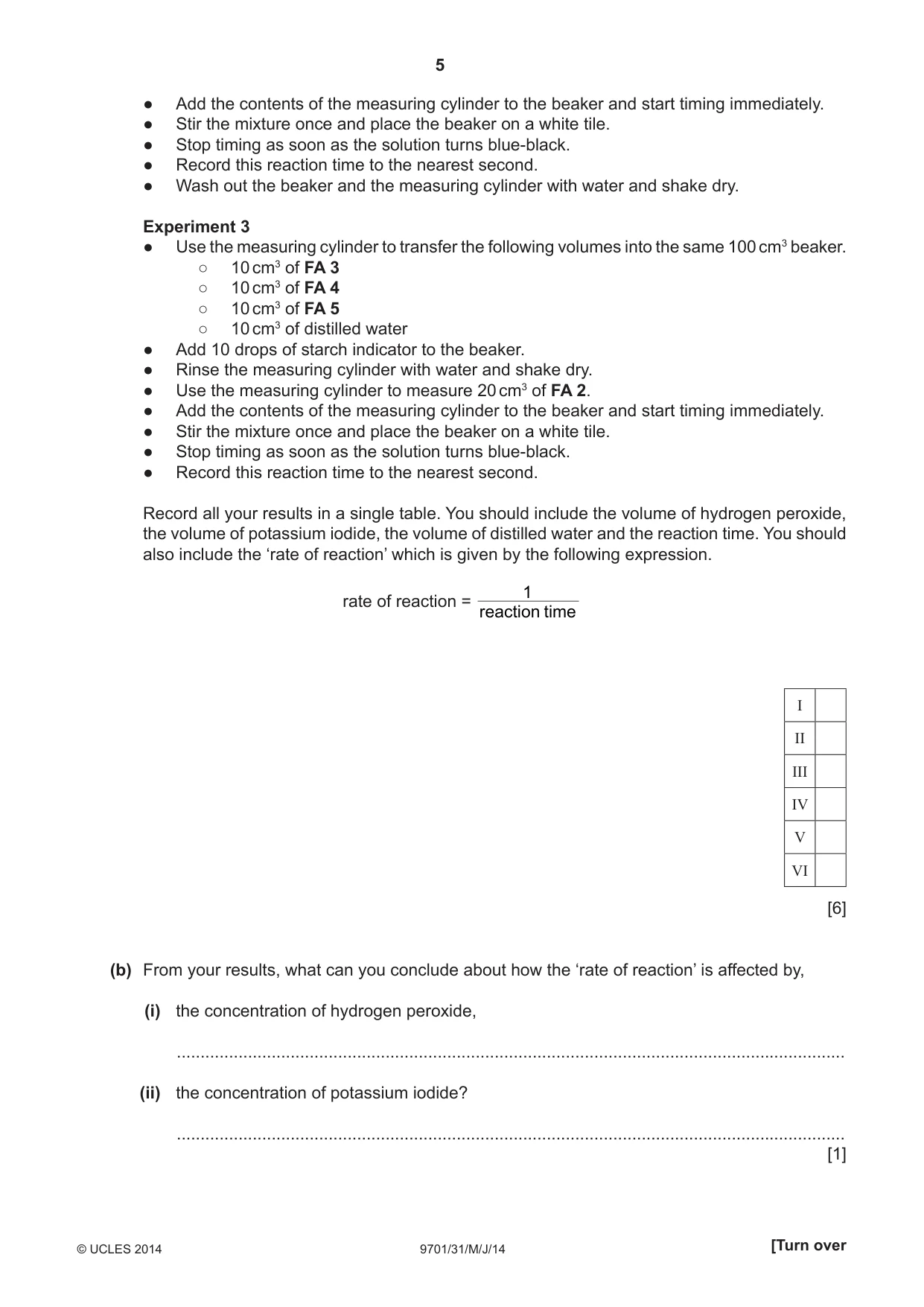 Cambridge A Level Chemistry 9701 2014 May/June Paper 3 · Variant 1 question paper, page 5 of 12