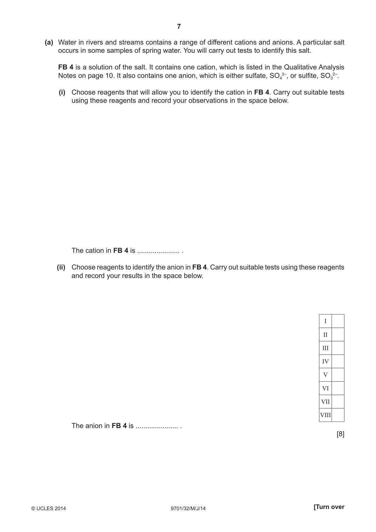 Cambridge A Level Chemistry 9701 2014 May/June Paper 3 · Variant 2 question paper, page 7 of 12