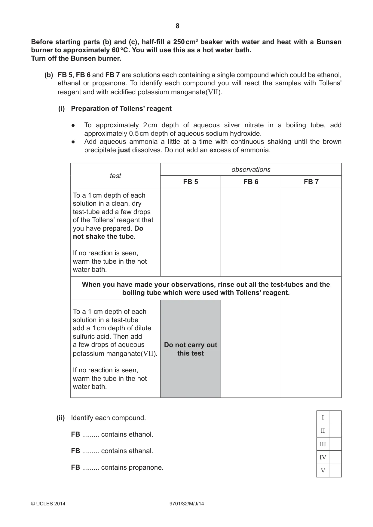 Cambridge A Level Chemistry 9701 2014 May/June Paper 3 · Variant 2 question paper, page 8 of 12