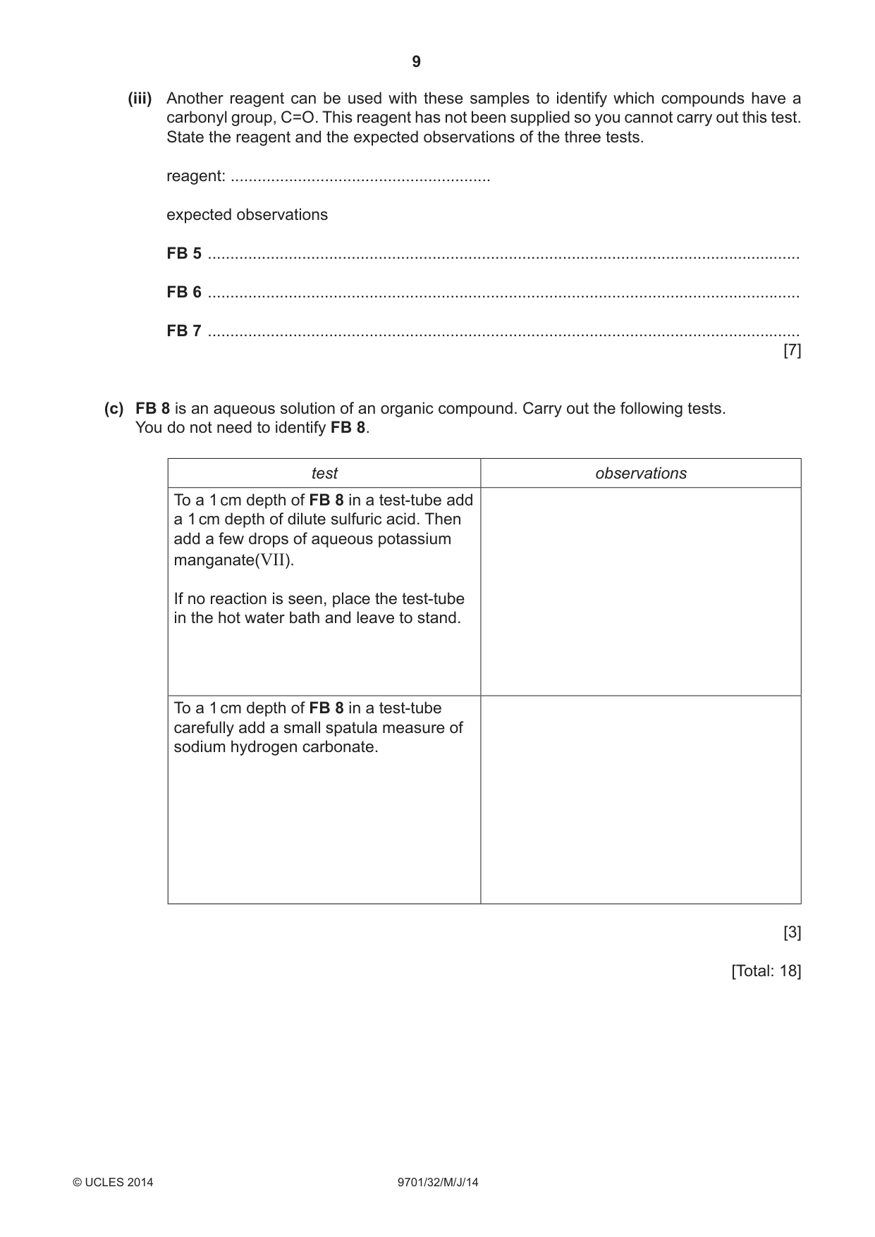 Cambridge A Level Chemistry 9701 2014 May/June Paper 3 · Variant 2 question paper, page 9 of 12
