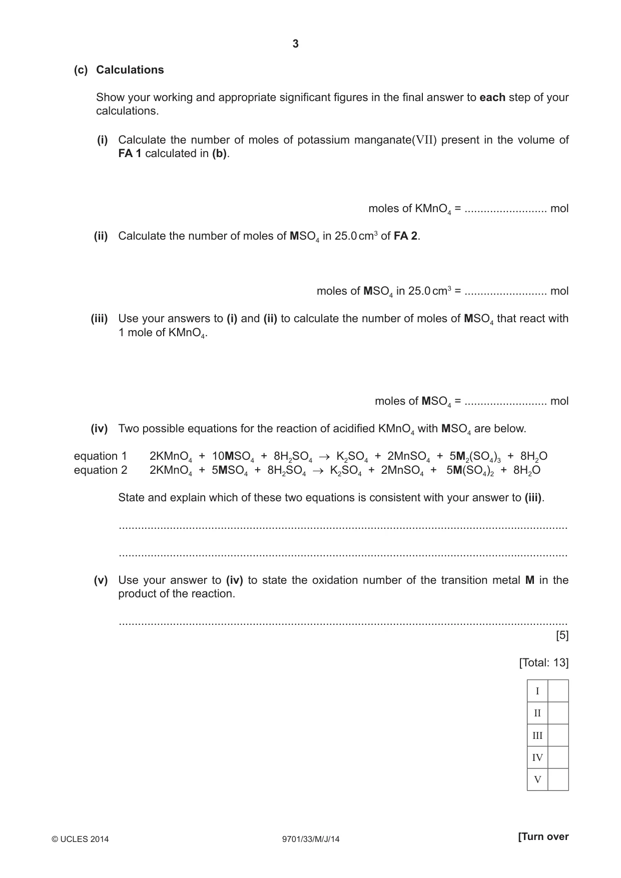 Cambridge A Level Chemistry 9701 2014 May/June Paper 3 · Variant 3 question paper, page 3 of 12