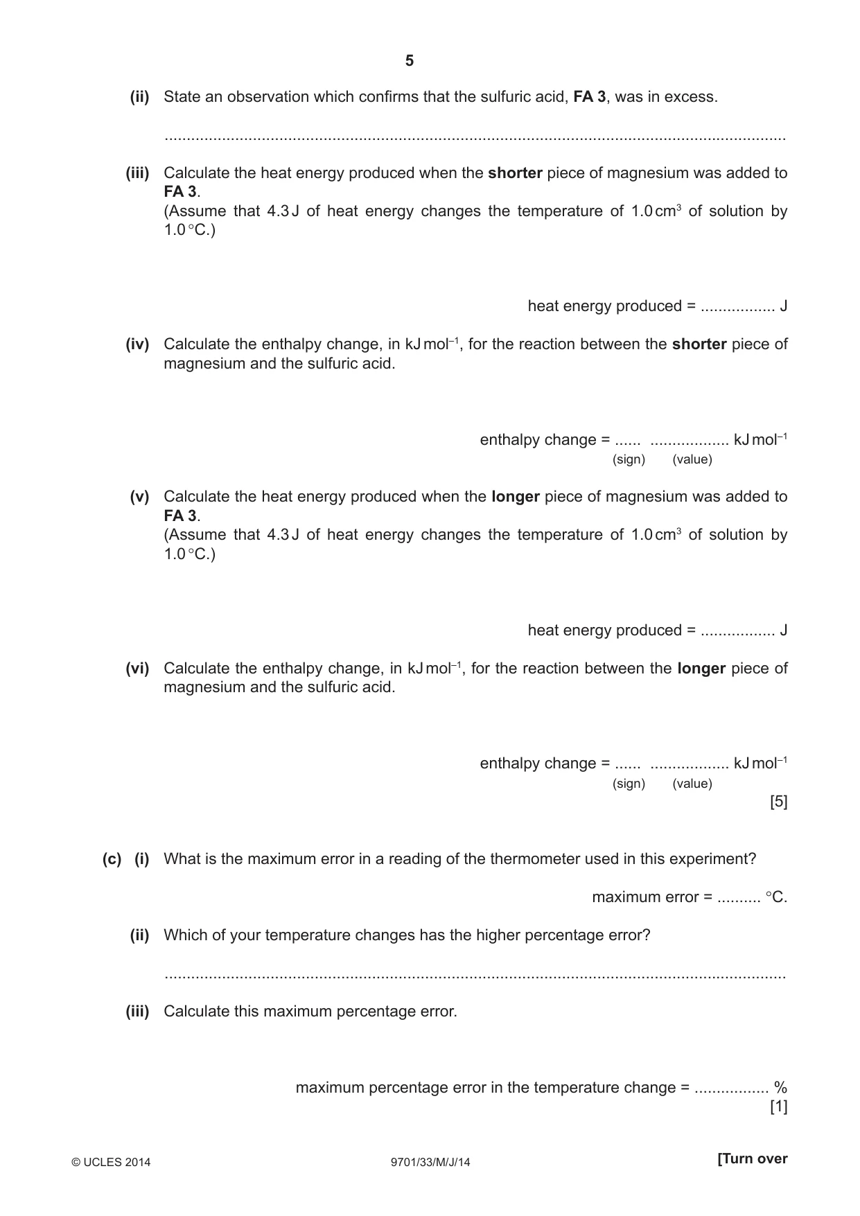Cambridge A Level Chemistry 9701 2014 May/June Paper 3 · Variant 3 question paper, page 5 of 12