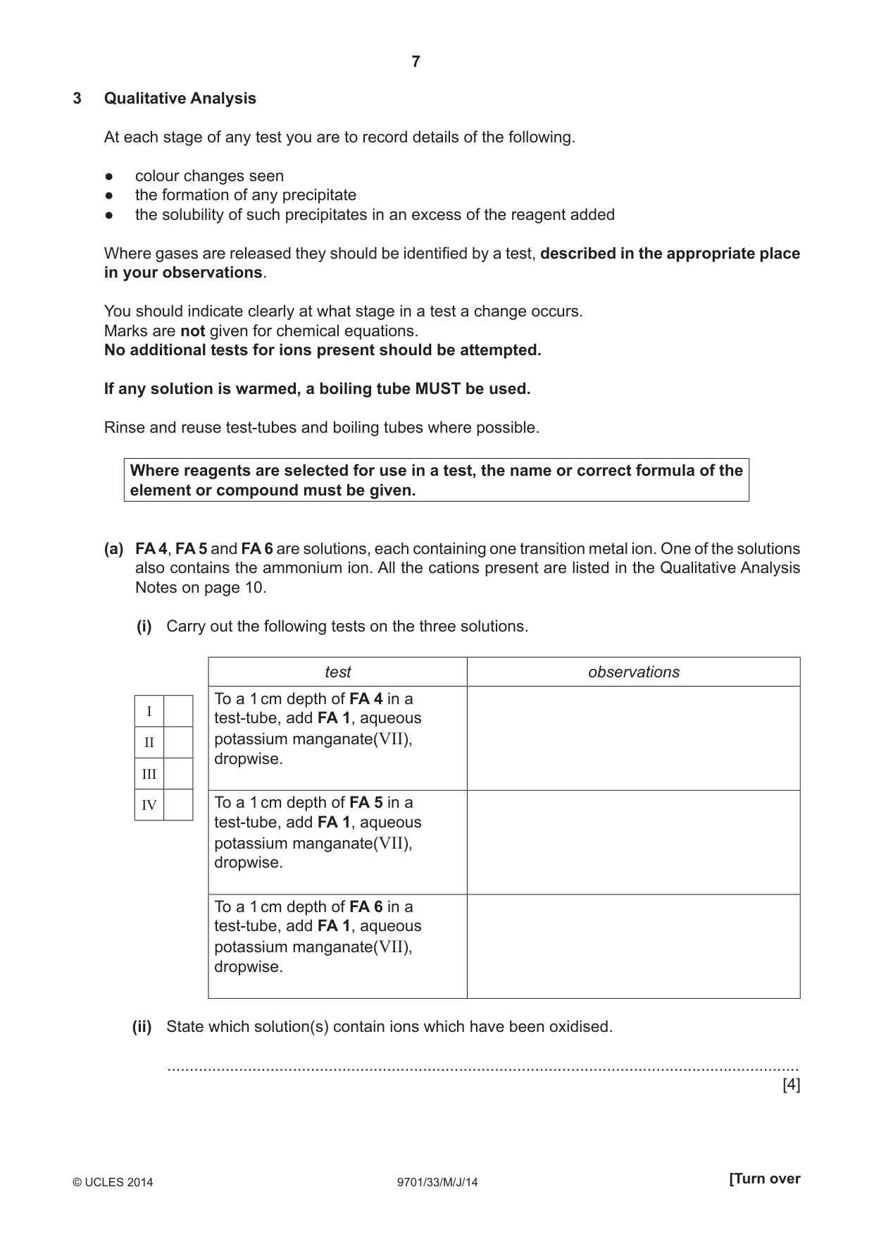 Cambridge A Level Chemistry 9701 2014 May/June Paper 3 · Variant 3 question paper, page 7 of 12