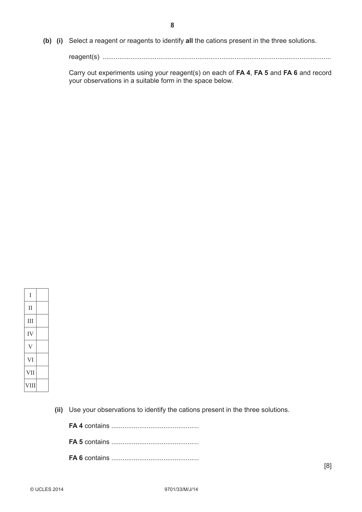 Cambridge A Level Chemistry 9701 2014 May/June Paper 3 · Variant 3 question paper, page 8 of 12