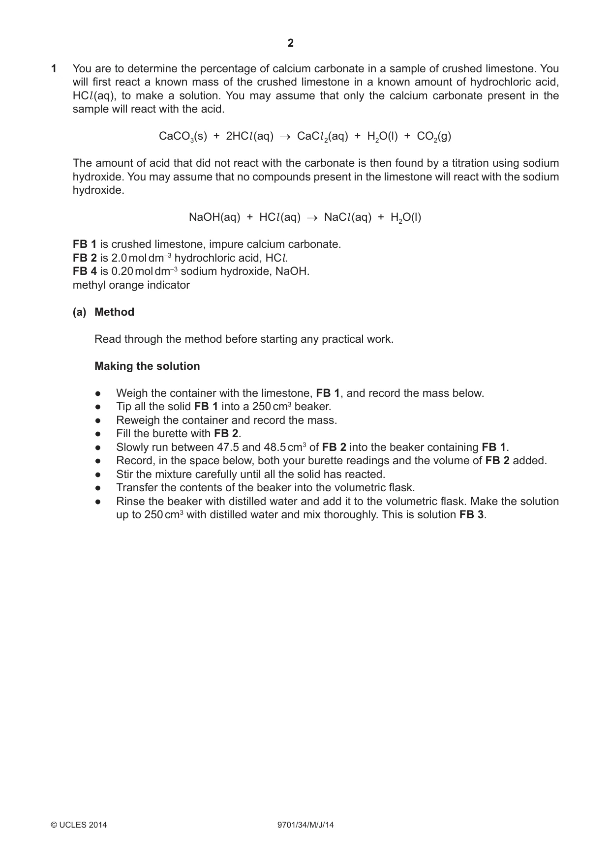Cambridge A Level Chemistry 9701 2014 May/June Paper 3 · Variant 4 question paper, page 2 of 12