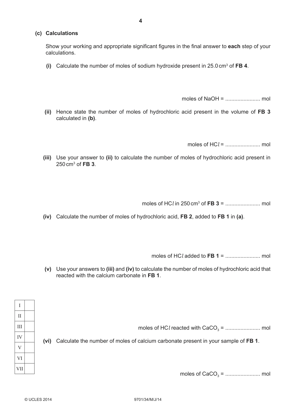 Cambridge A Level Chemistry 9701 2014 May/June Paper 3 · Variant 4 question paper, page 4 of 12