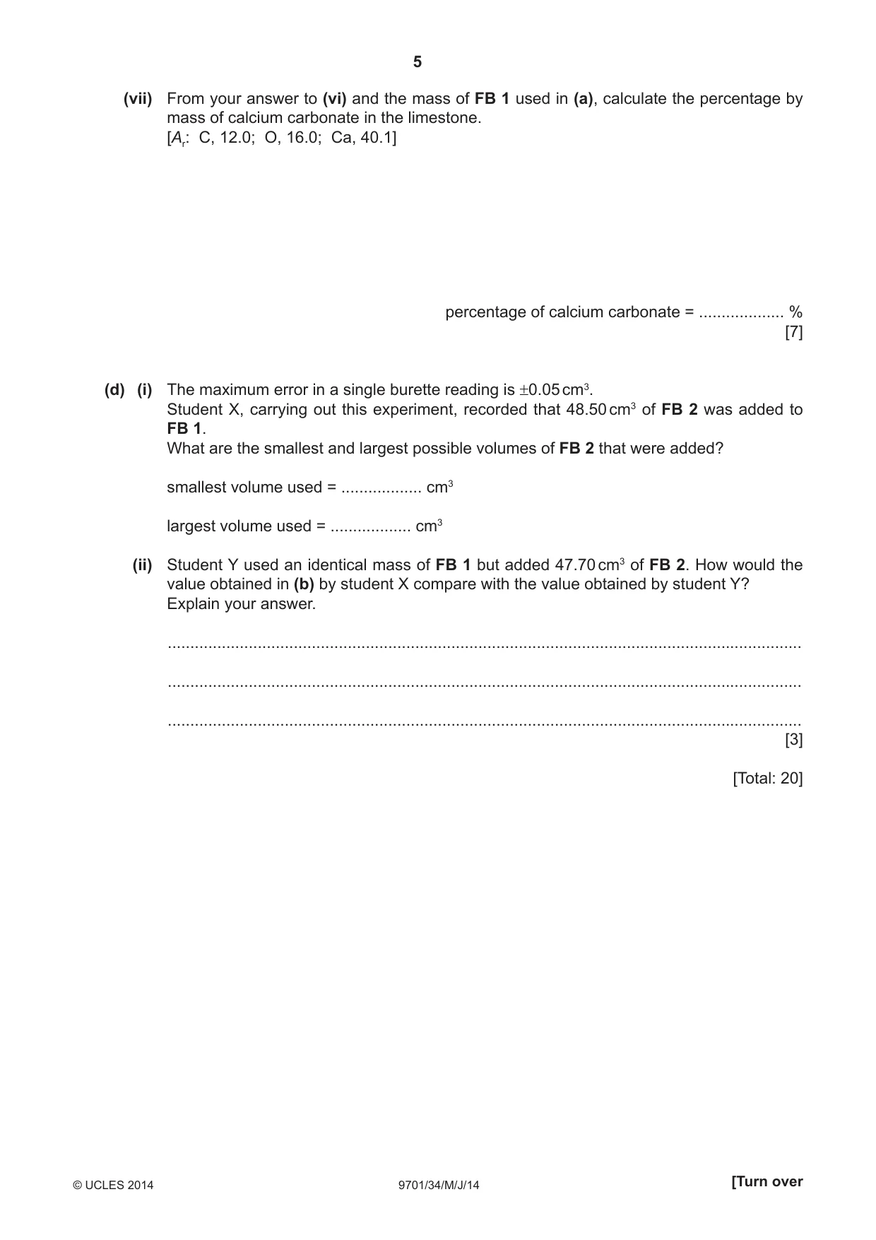 Cambridge A Level Chemistry 9701 2014 May/June Paper 3 · Variant 4 question paper, page 5 of 12