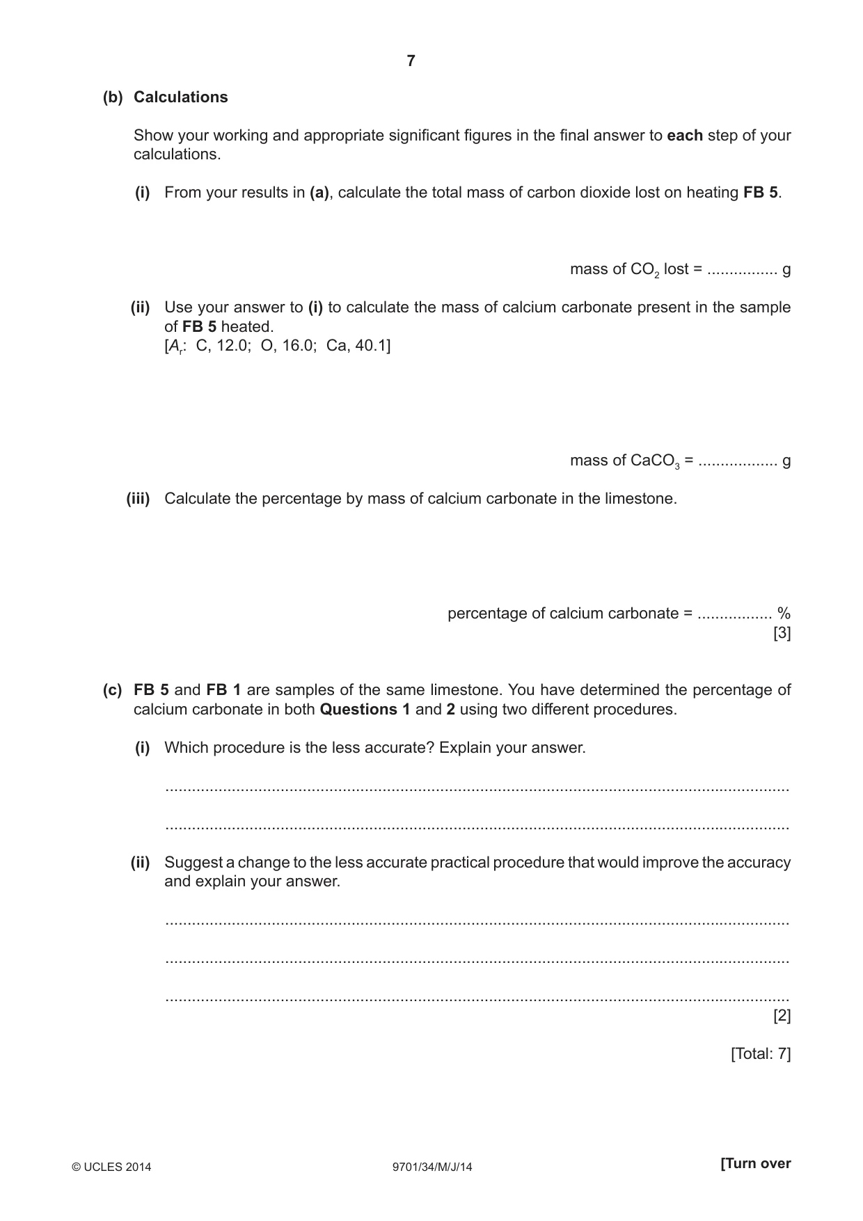 Cambridge A Level Chemistry 9701 2014 May/June Paper 3 · Variant 4 question paper, page 7 of 12