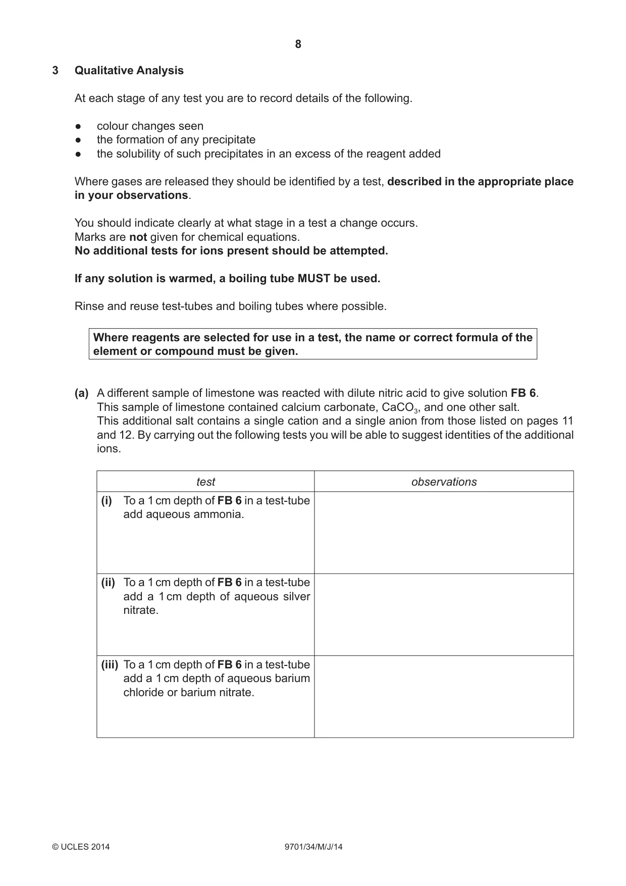 Cambridge A Level Chemistry 9701 2014 May/June Paper 3 · Variant 4 question paper, page 8 of 12