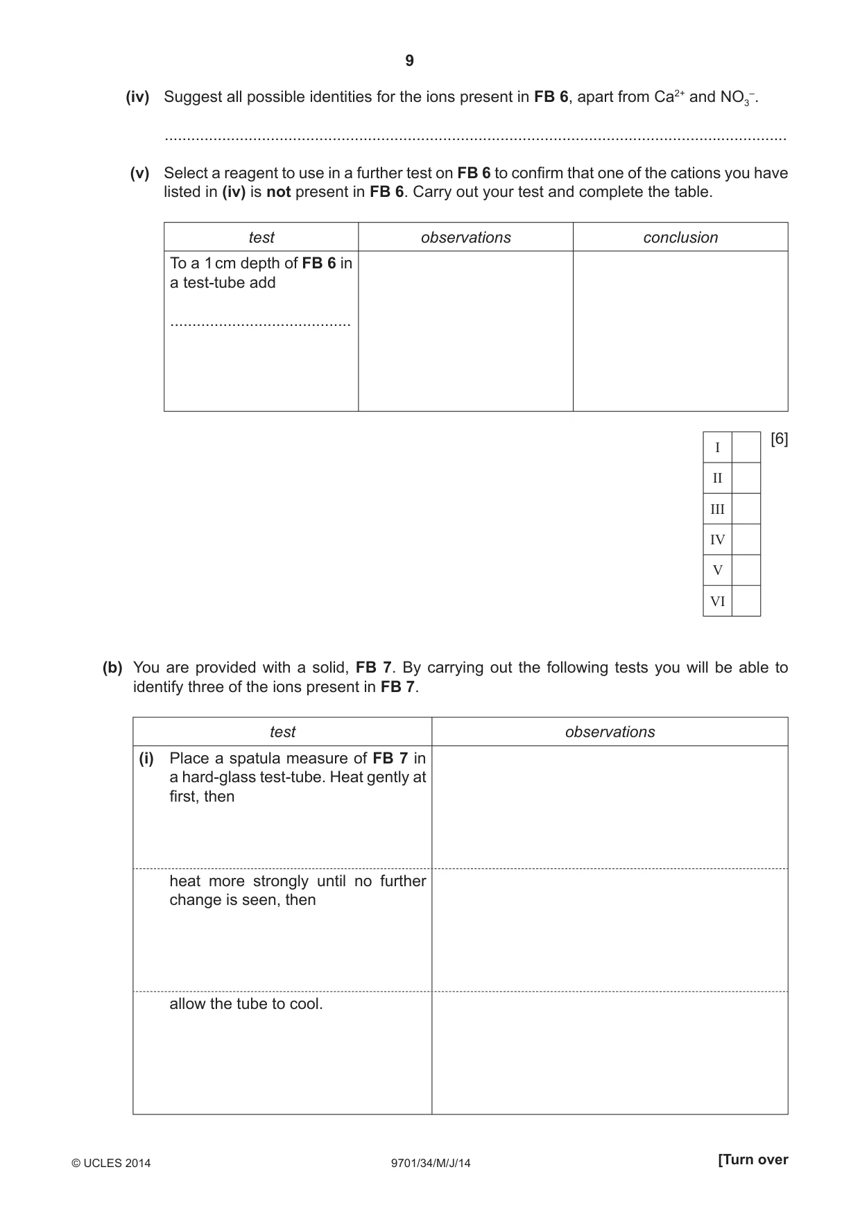 Cambridge A Level Chemistry 9701 2014 May/June Paper 3 · Variant 4 question paper, page 9 of 12